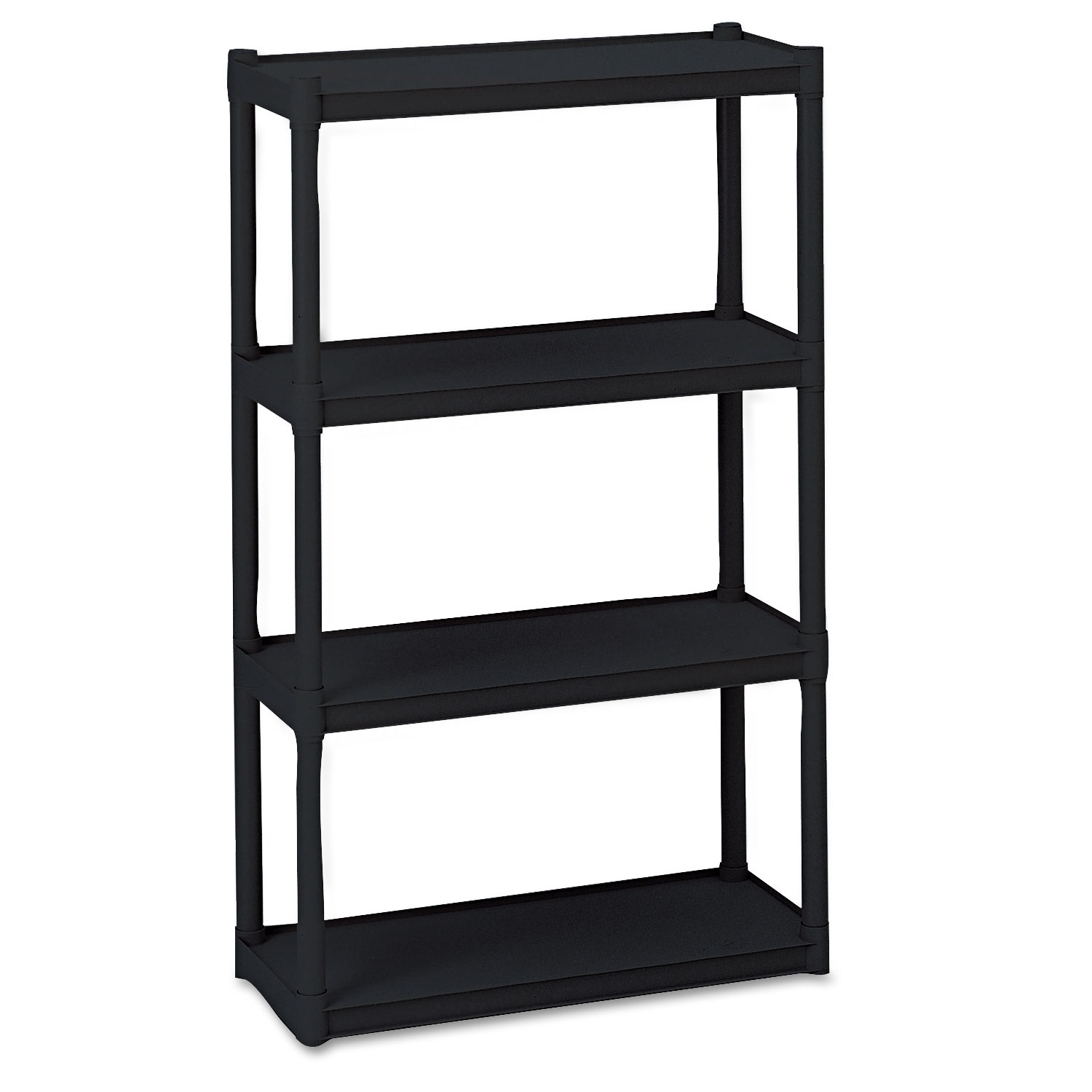 Rough N Ready Four-Shelf Open Storage System, Resin, 32w x 13d x 54h, Black