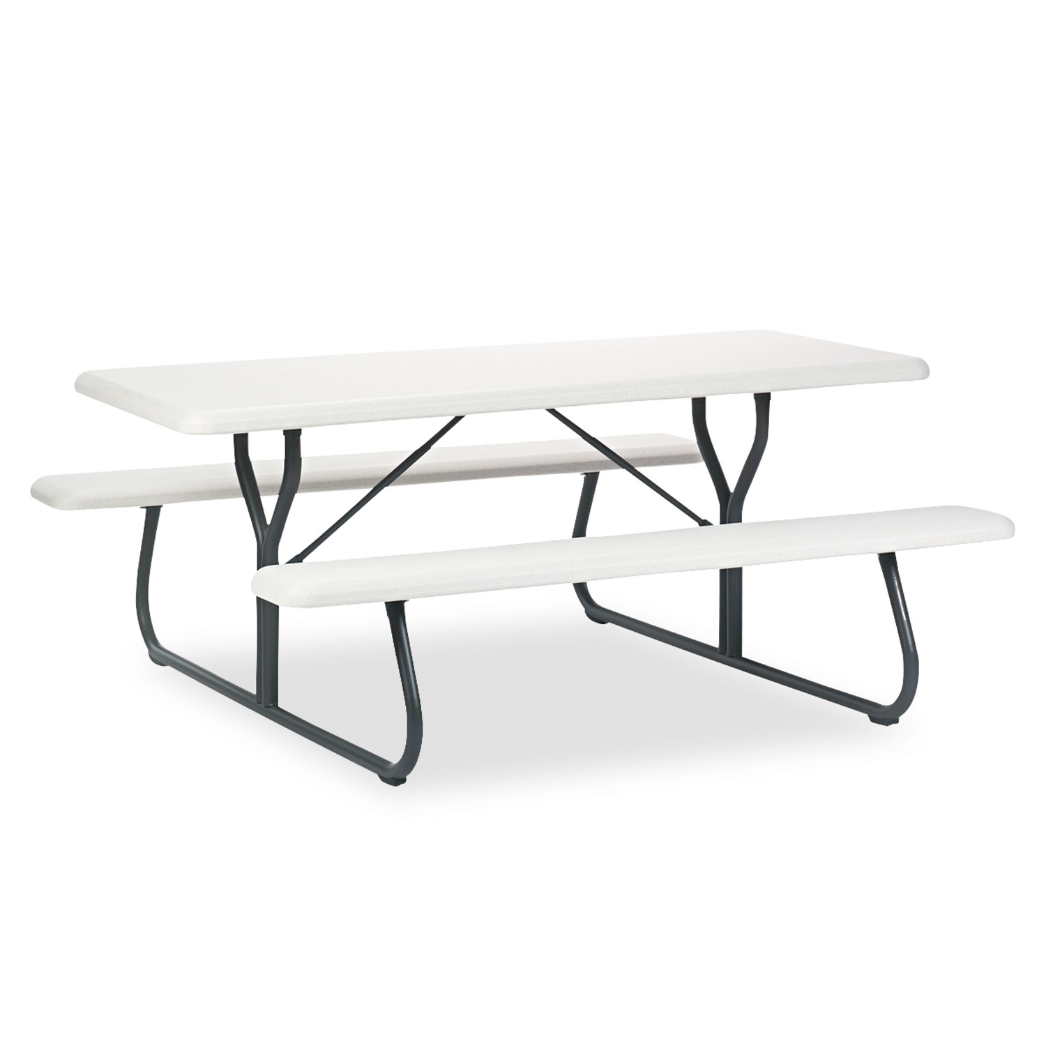  Iceberg 65923 IndestrucTables Too 1200 Series Resin Picnic Table, 72w x 30d, Platinum/Gray (ICE65923) 