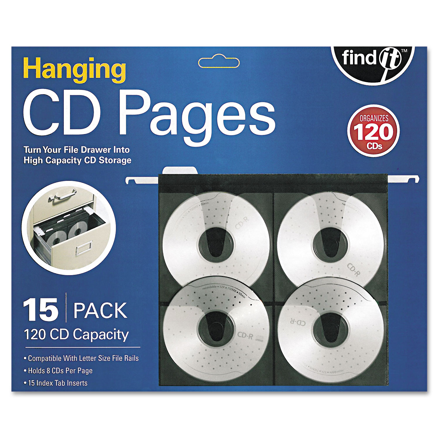  find It FT07069 Hanging CD Pages, 15/Pack (IDEFT07069) 