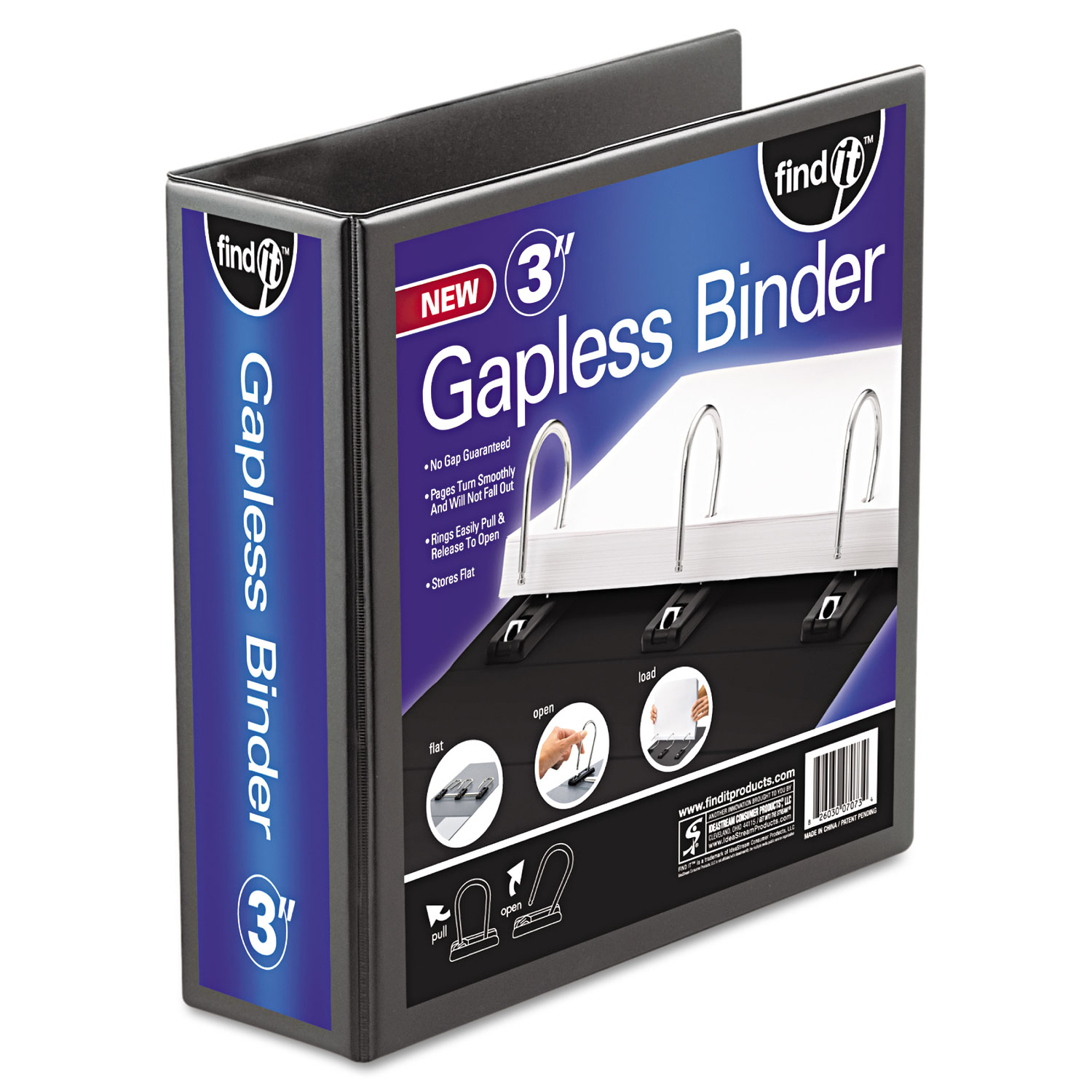 Gapless Loop Ring View Binder, 11 x 8-1/2, 3 Capacity, Black
