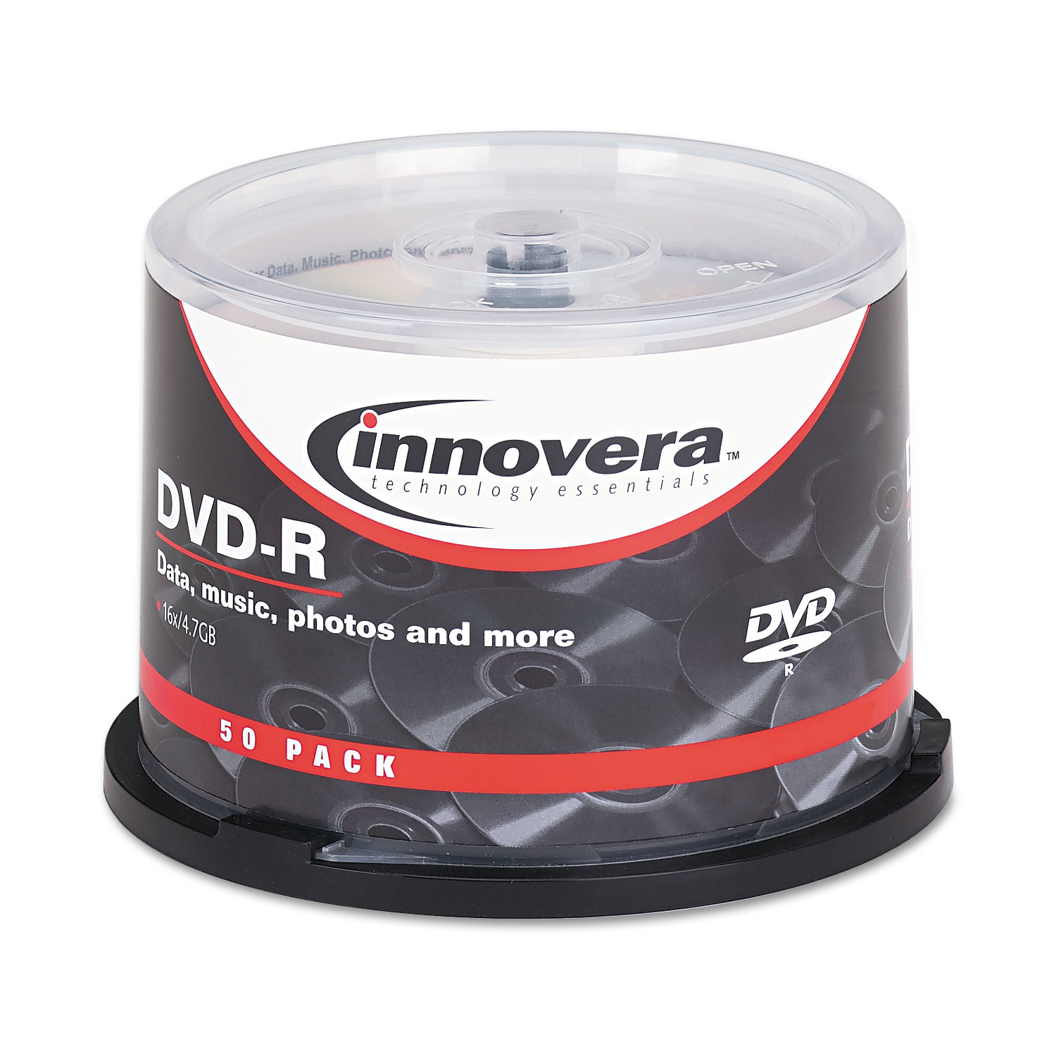  Innovera IVR46850 DVD-R Discs, 4.7GB, 16x, Spindle, Silver, 50/Pack (IVR46850) 