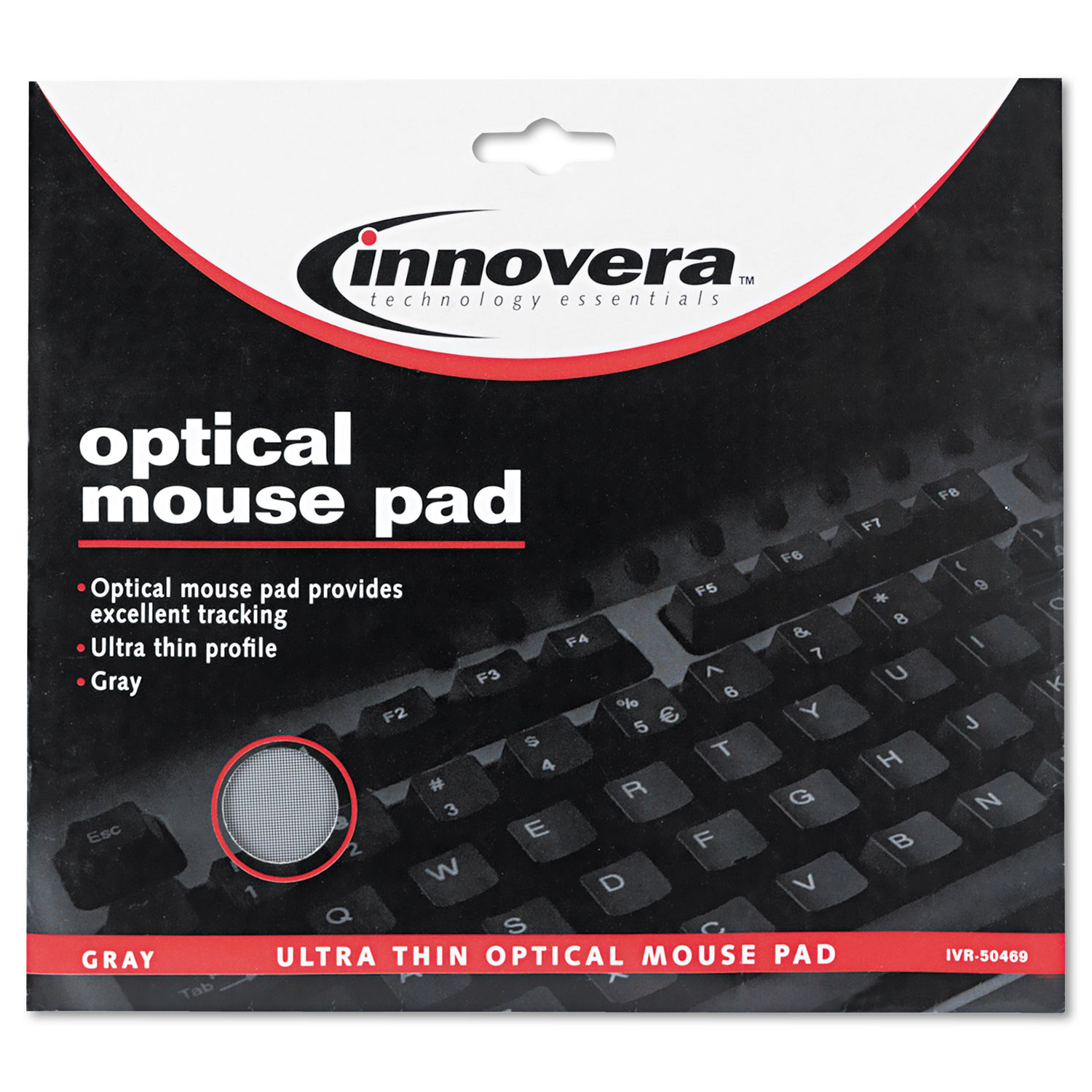 Ultra Slim Mouse Pad, Nonskid Rubber Base, 8-3/4 x 7, Gray