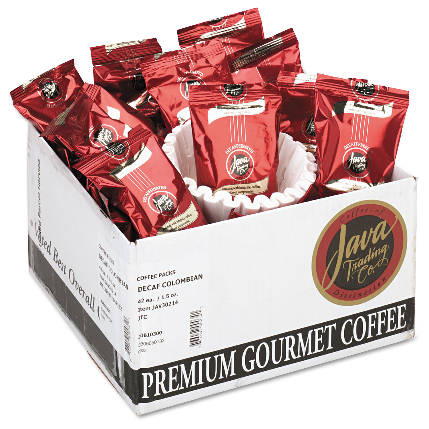 Coffee Portion Packs, 1.5oz Packs, Colombian Decaf, 42/Carton