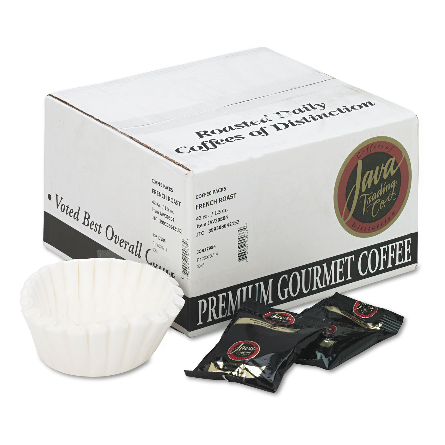  Distant Lands Coffee 399308042151 Coffee Portion Packs, 1.5oz Packs, French Roast, 42/Carton (JAV308042) 