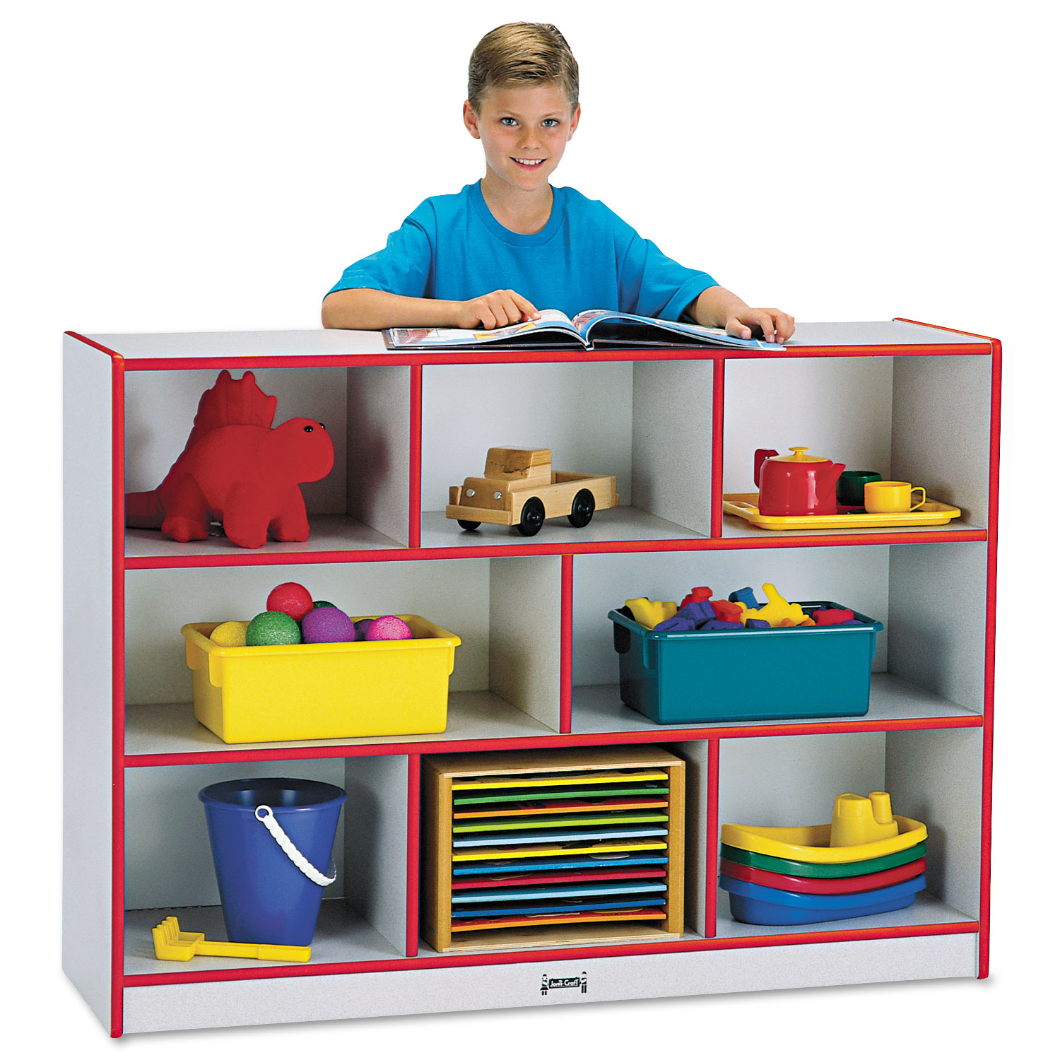 Rainbow Accents Single Storage Units, 48w x 15d x 35-1/2h, Red/Freckled Gray