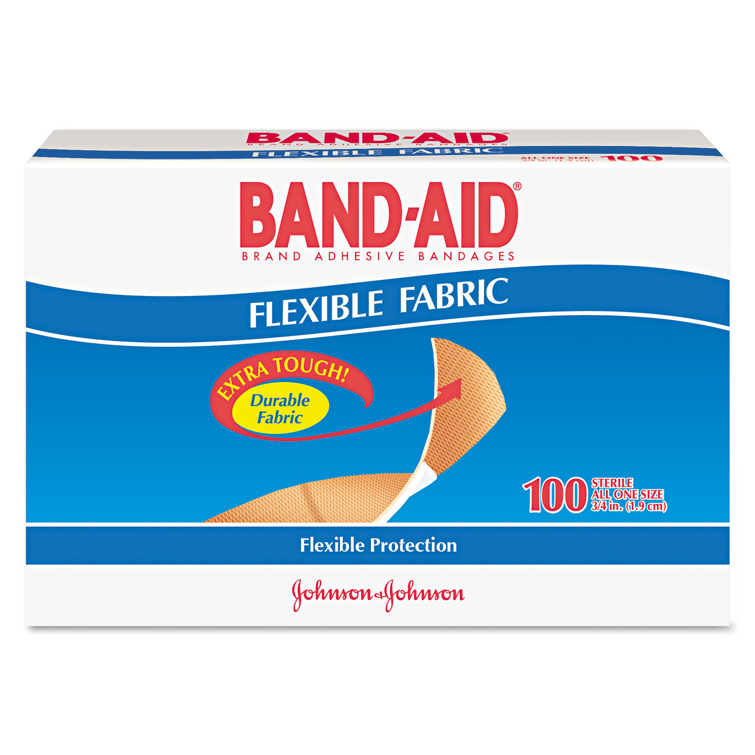  BAND-AID 4434 Flexible Fabric Premium Adhesive Bandages, 3/4 x 3, 100/Box (JOJ4434) 