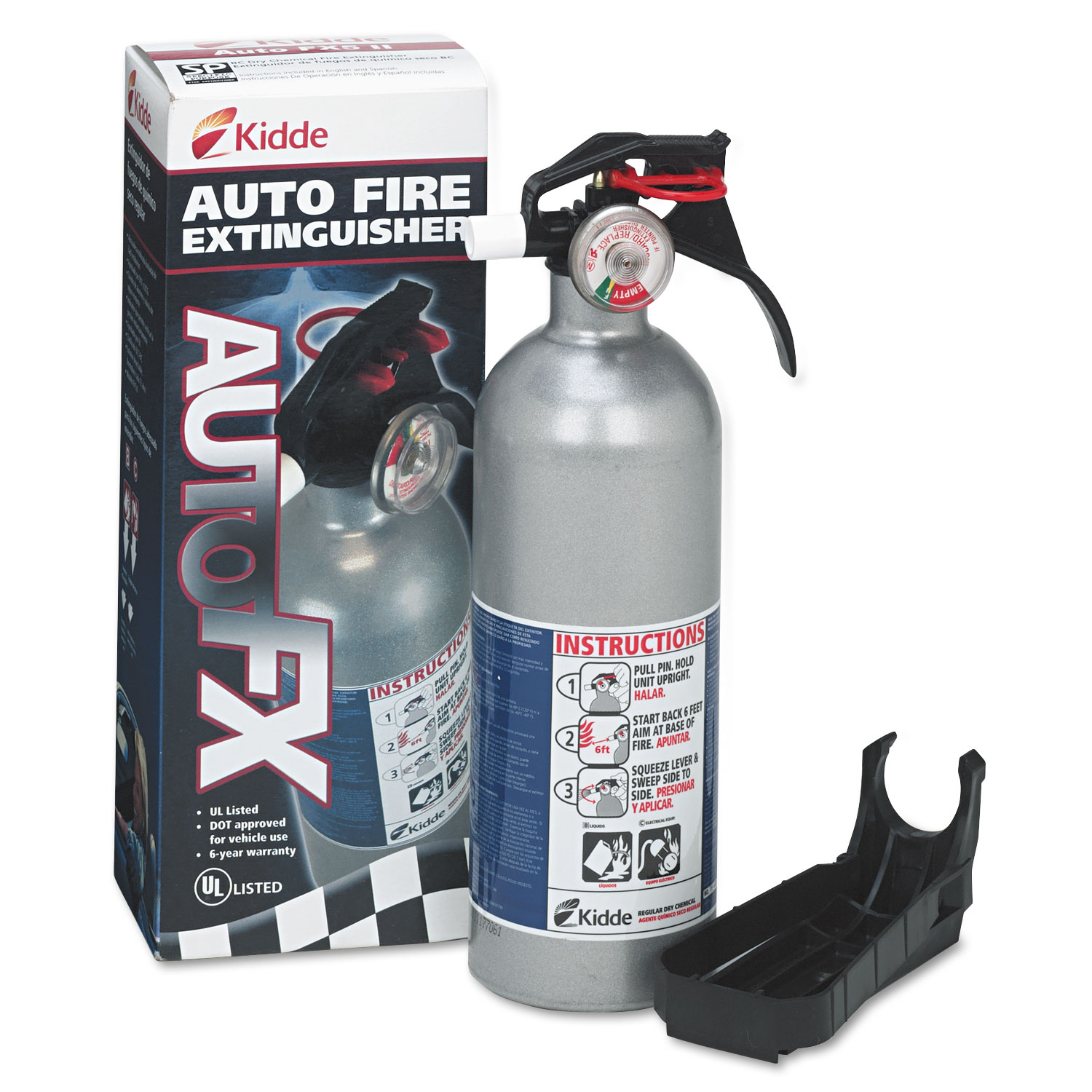 FX511 Automobile Fire Extinguisher, 5 B:C, 100psi, 14.5h x 3.25 dia, 2lb