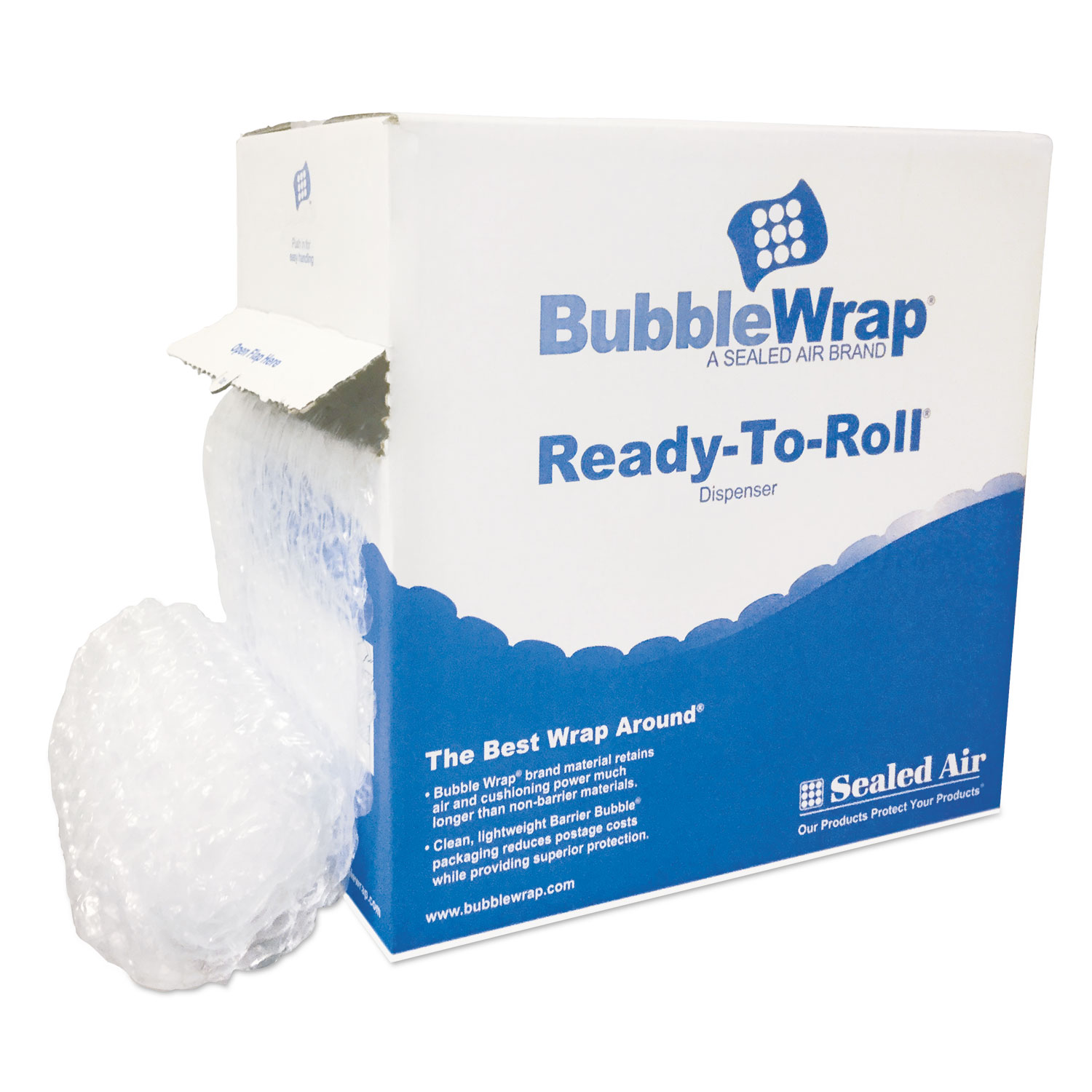 Bubble Wrap® Cushion Bubble Roll, 1/2" Thick, 12" x 65ft