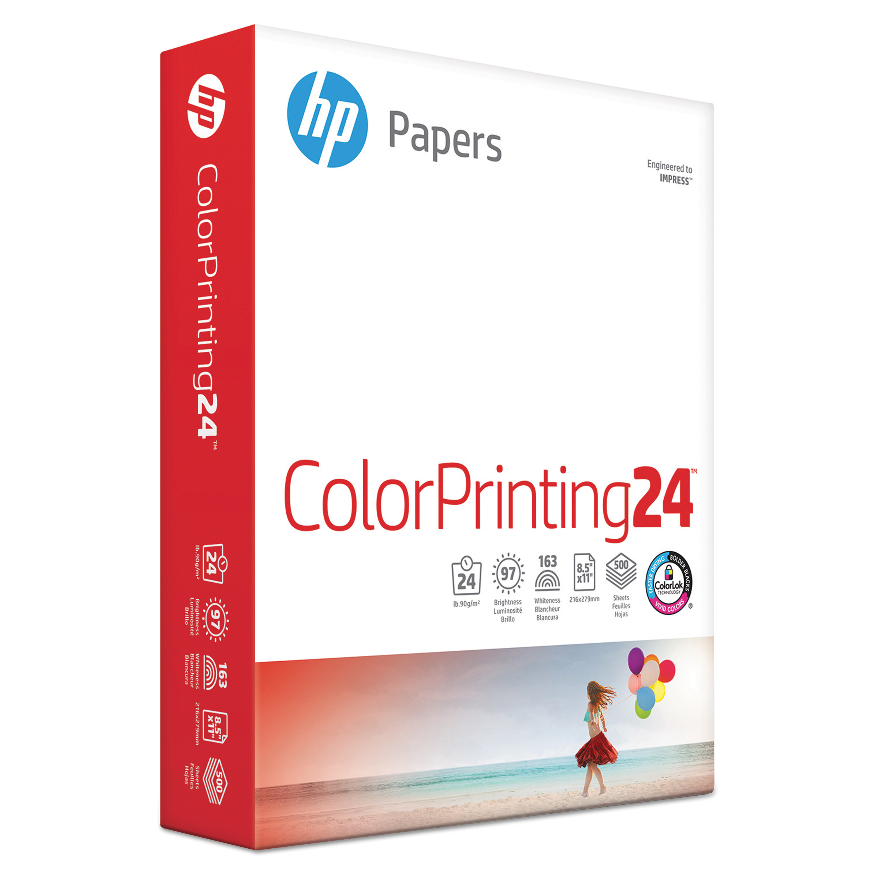  HP Papers 20200-0 ColorPrinting24 Paper, 97 Bright, 24lb, 8.5 x 11, White, 500/Ream (HEW202000) 