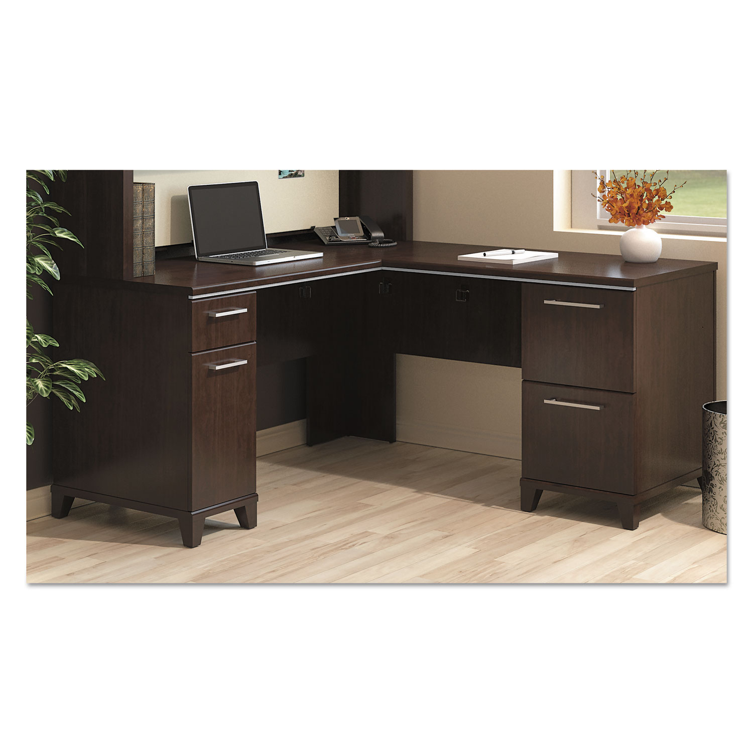 Enterprise Collection 60w x 60d L-Desk Pedestal Only, Mocha Cherry, Box 1 of 2