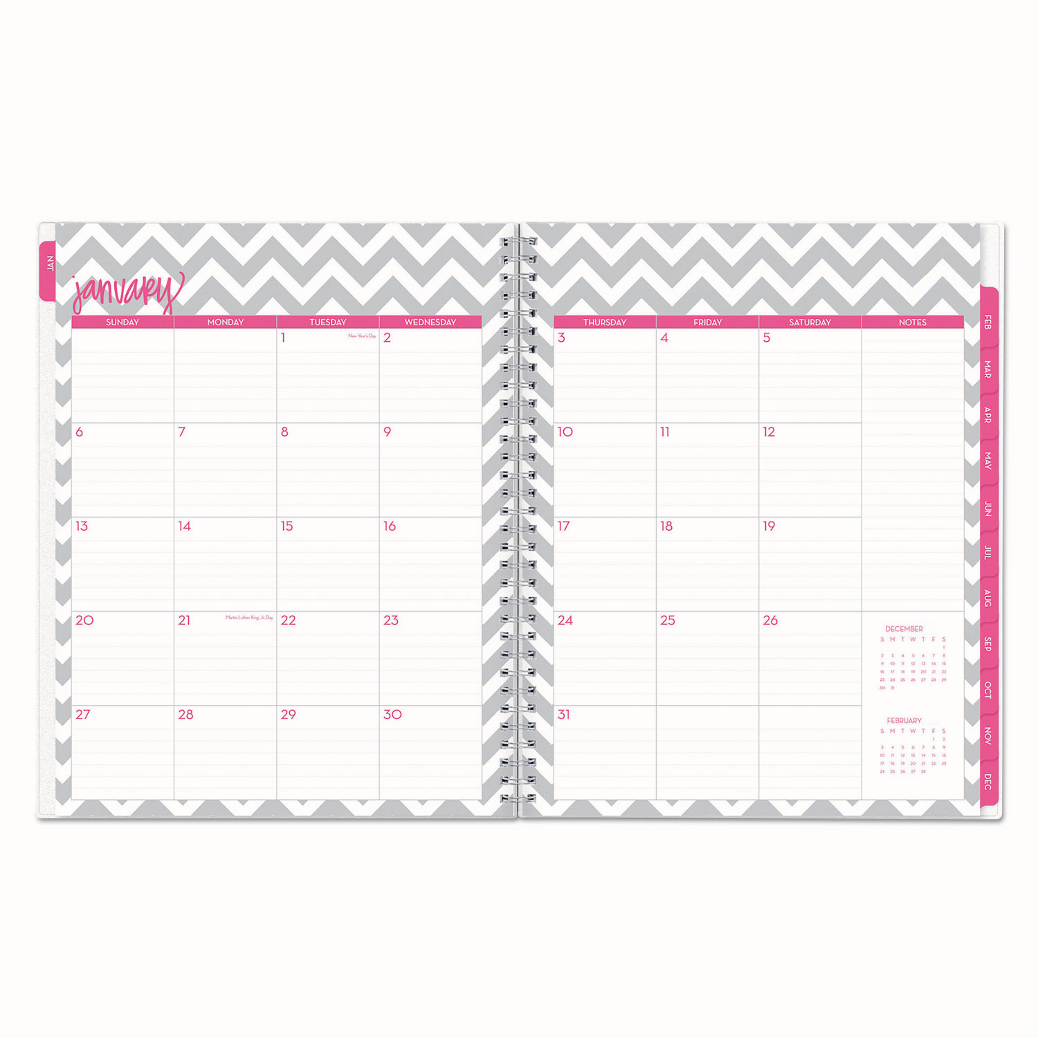 Dabney Lee Ollie Weekly/Monthly Wirebound Planner, 11 x 8 1/2, Gray/White, 2019