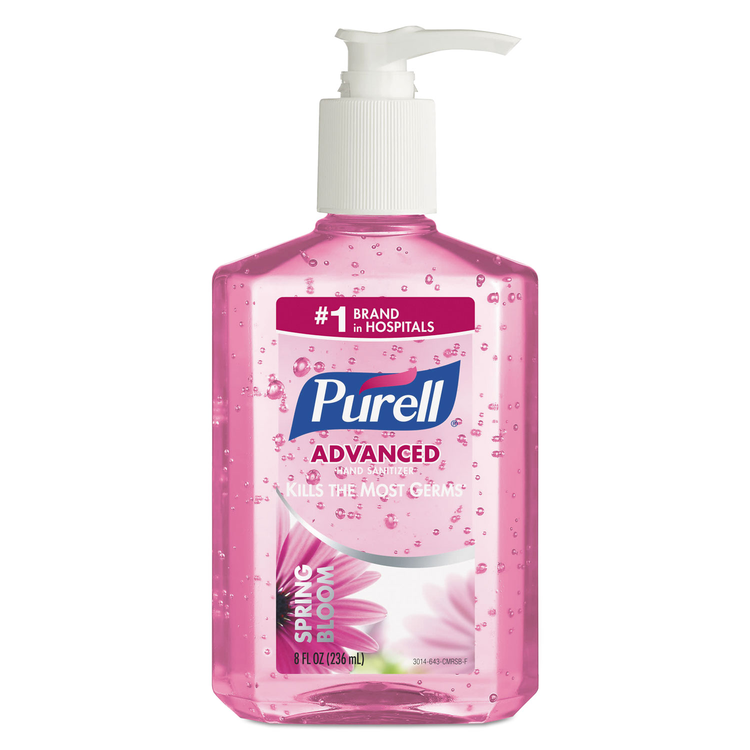  PURELL 3014-12 Spring Bloom Instant Hand Sanitizer, 8 oz Pump Bottle, Pink, 12/Carton (GOJ301412CT) 
