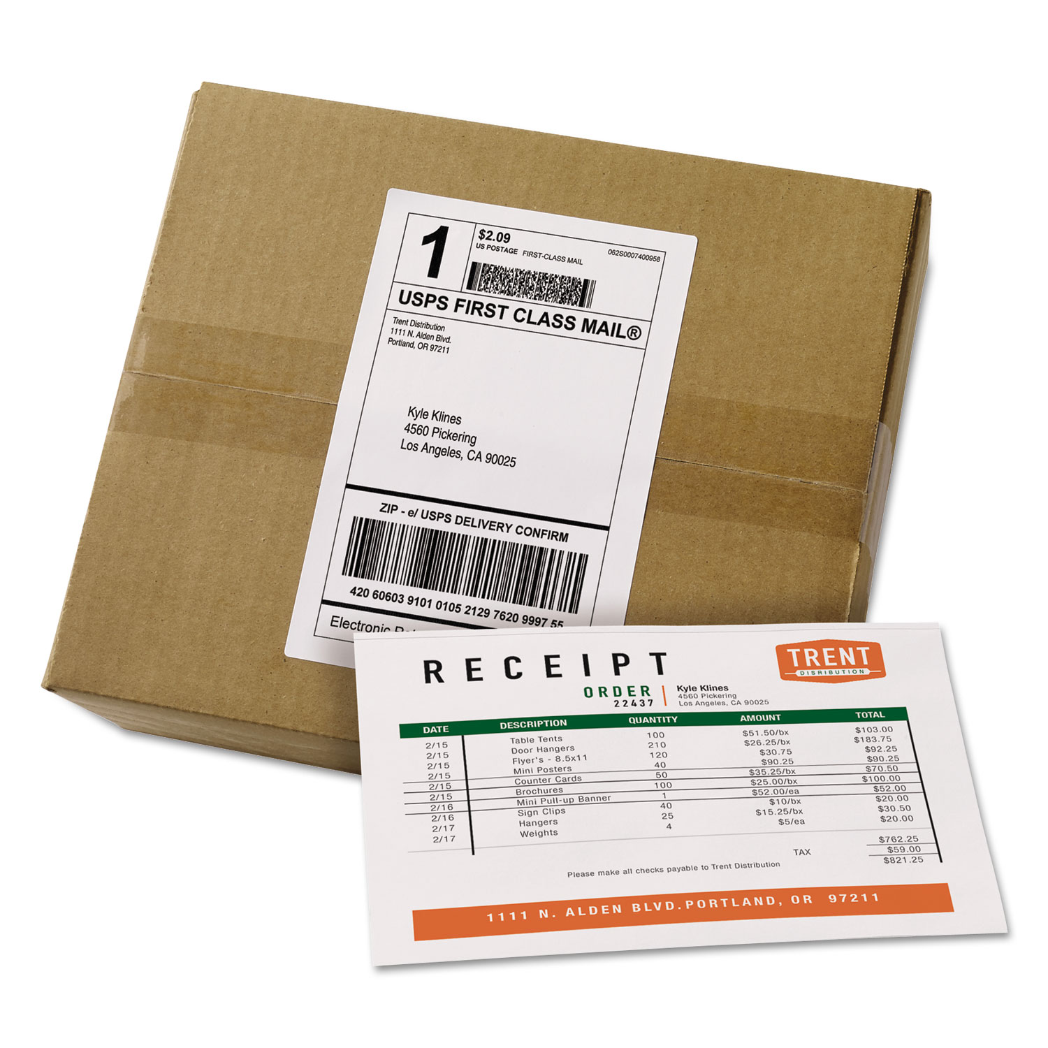  Avery 27900 Shipping Labels with Paper Receipt Bulk Pack, Inkjet/Laser Printers, 5.06 x 7.63, White, 100/Box (AVE27900) 