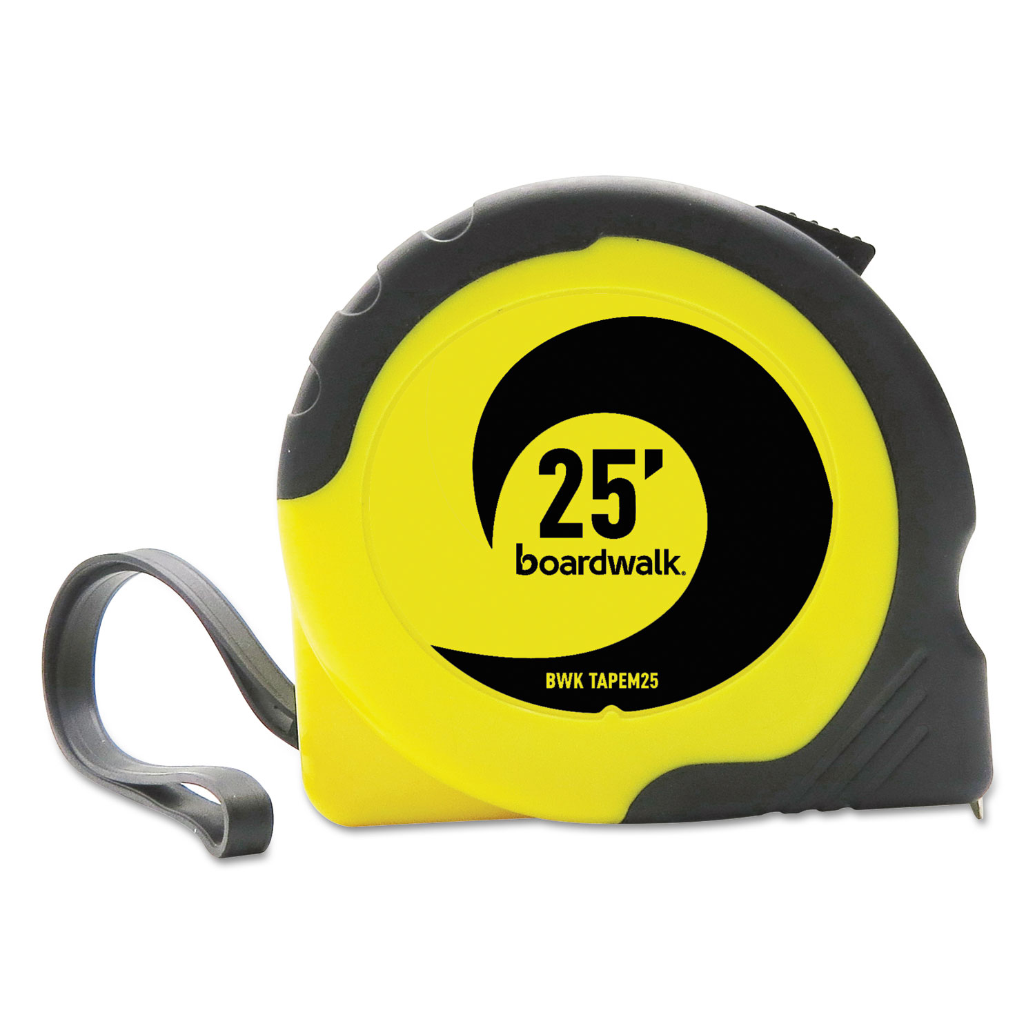 Easy Grip Tape Measure, 25 ft, Plastic Case, Black and Yellow, 1/16