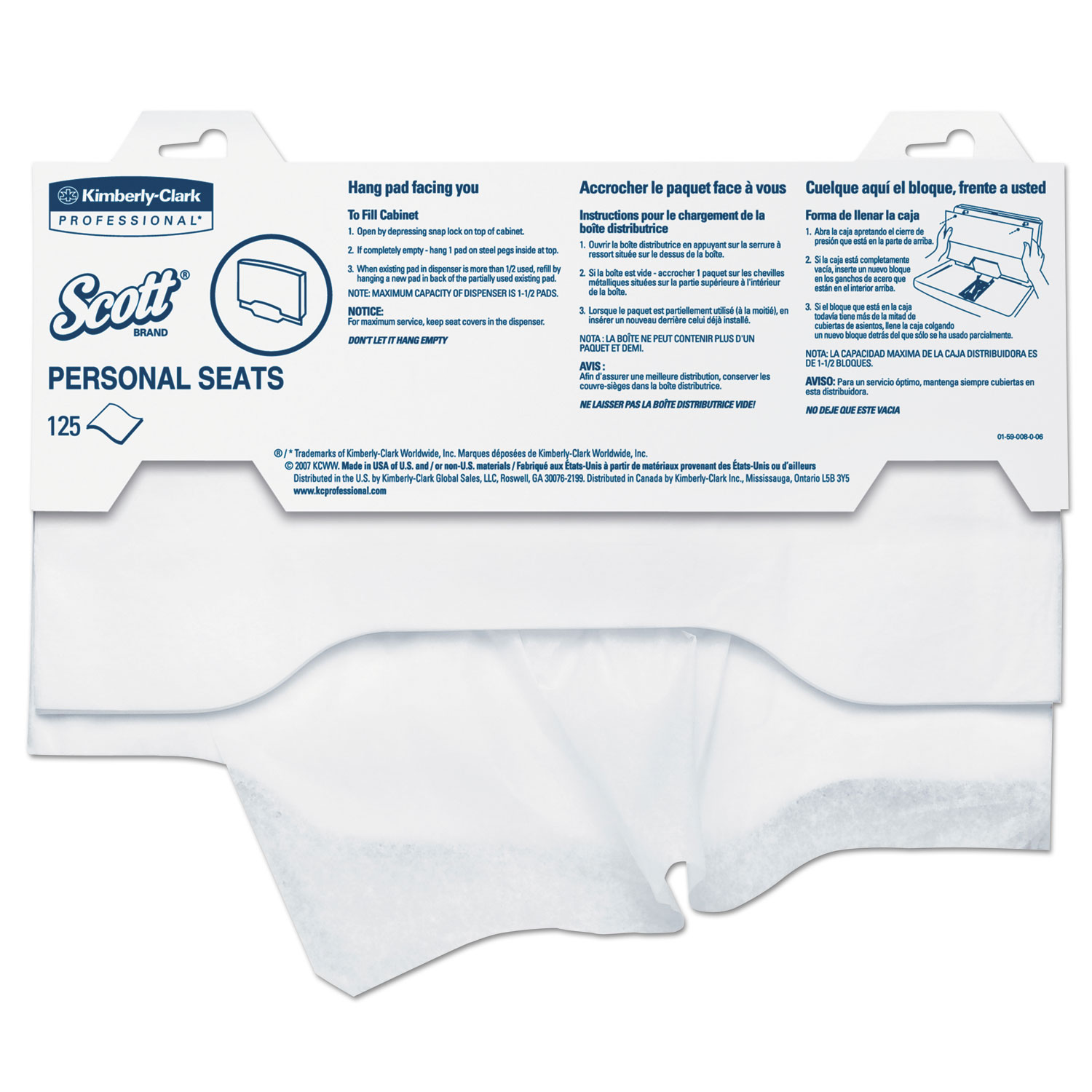  Scott 7410 Personal Seats Sanitary Toilet Seat Covers, 15 x 18, 125/Pack (KCC07410PK) 