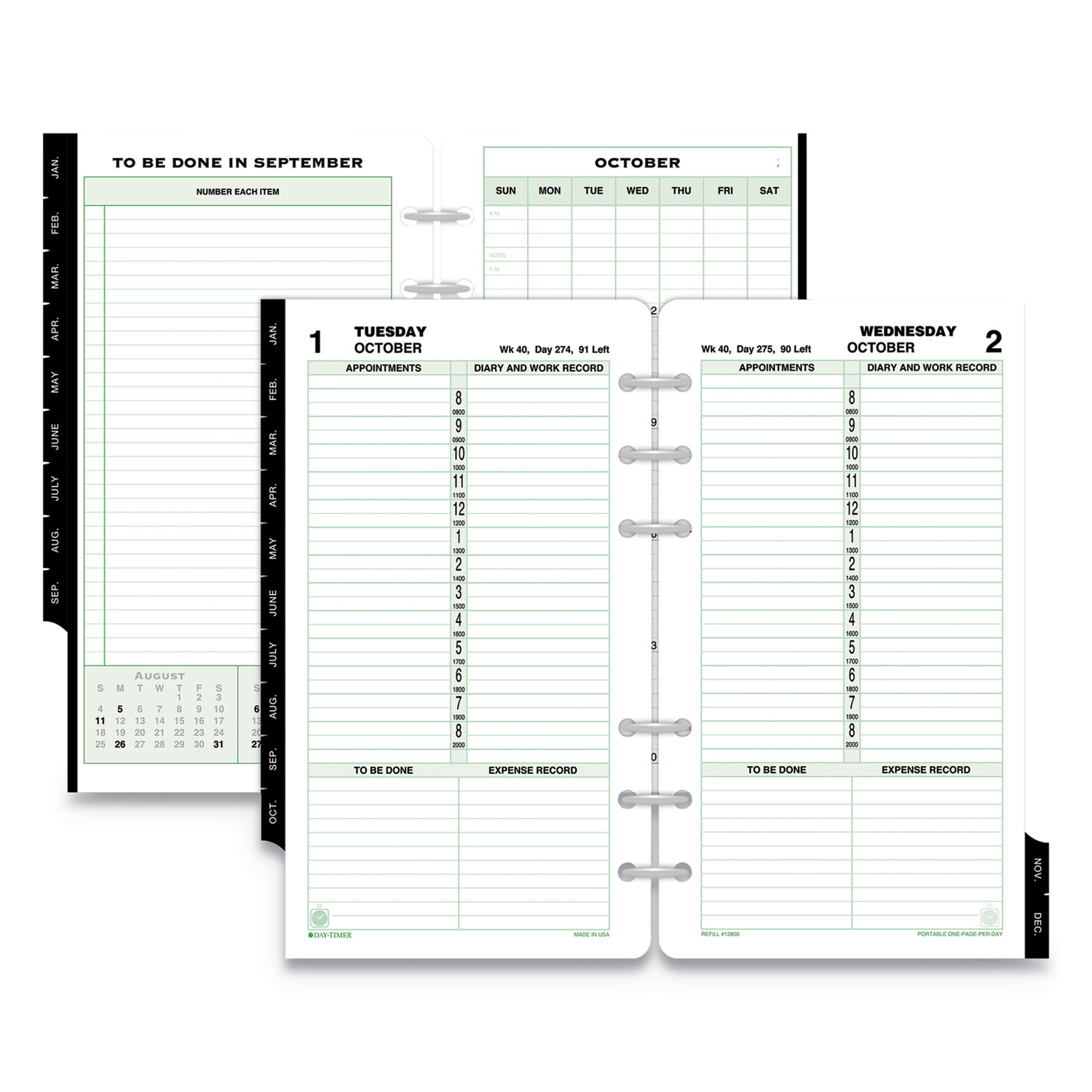  Day-Timer 12800 Dated One-Page-per-Day Organizer Refill, January-December, 6 3/4 x 3 3/4, 2020 (DTM12800) 