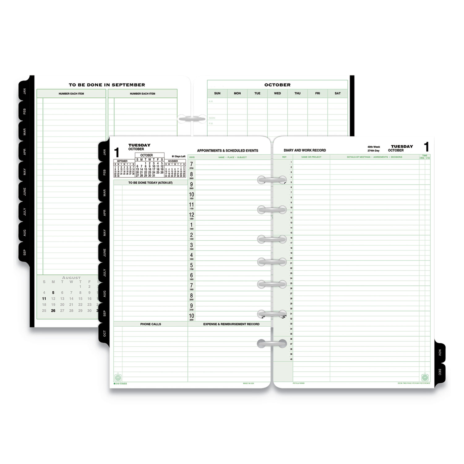  Day-Timer 92800 Reference Dated Two-Page-per-Day Organizer Refill, 8 1/2 x 5 1/2, 2020 (DTM92800) 