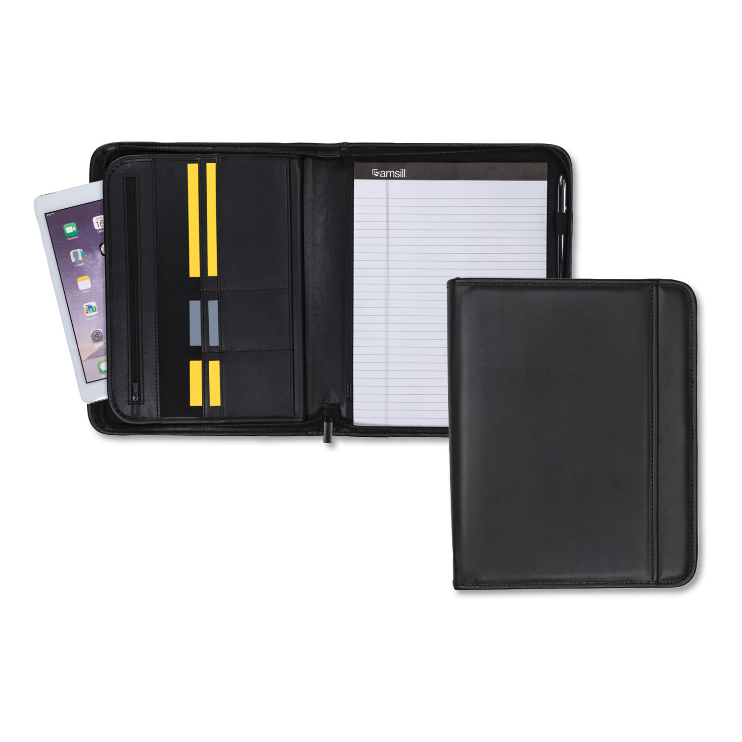  Samsill 70820 Professional Zippered Pad Holder, Pockets/Slots, Writing Pad, Black (SAM70820) 