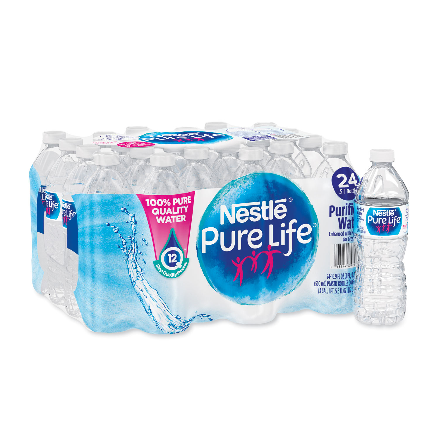  Nestle Waters 12273758 Pure Life Purified Water, 0.5 liter Bottles, 24/Carton, 78 Cartons/Pallet (NLE101264) 