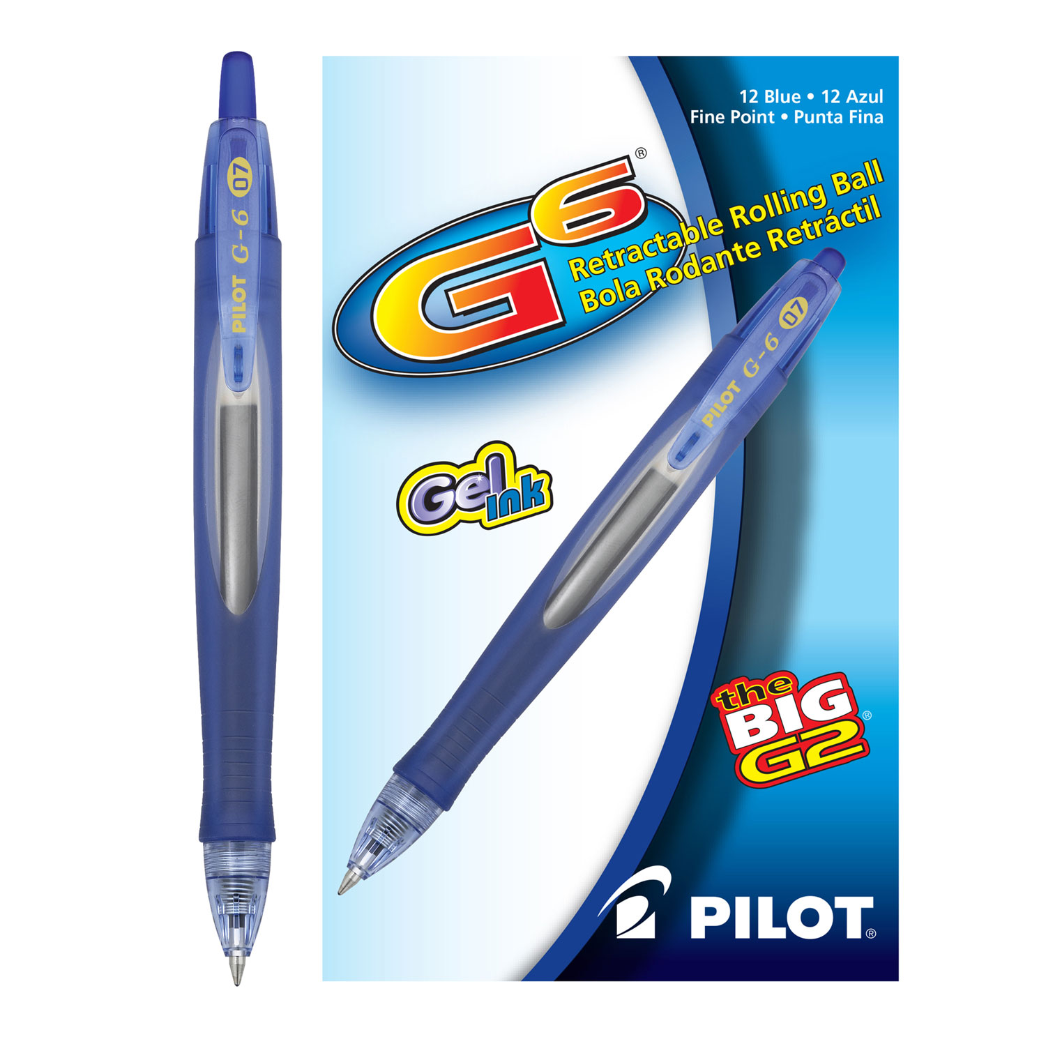  Pilot 31402 G6 Retractable Gel Pen, Fine 0.7mm, Blue Ink, Blue Barrel (PIL31402) 
