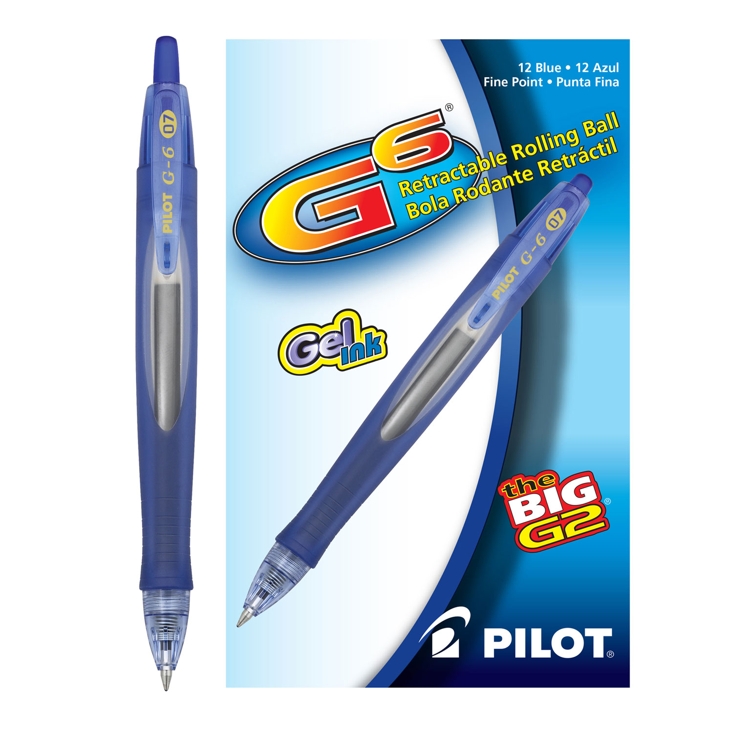 G6 Gel Pen, Retractable, Fine 0.7 mm, Blue Ink, Blue Barrel Zerbee