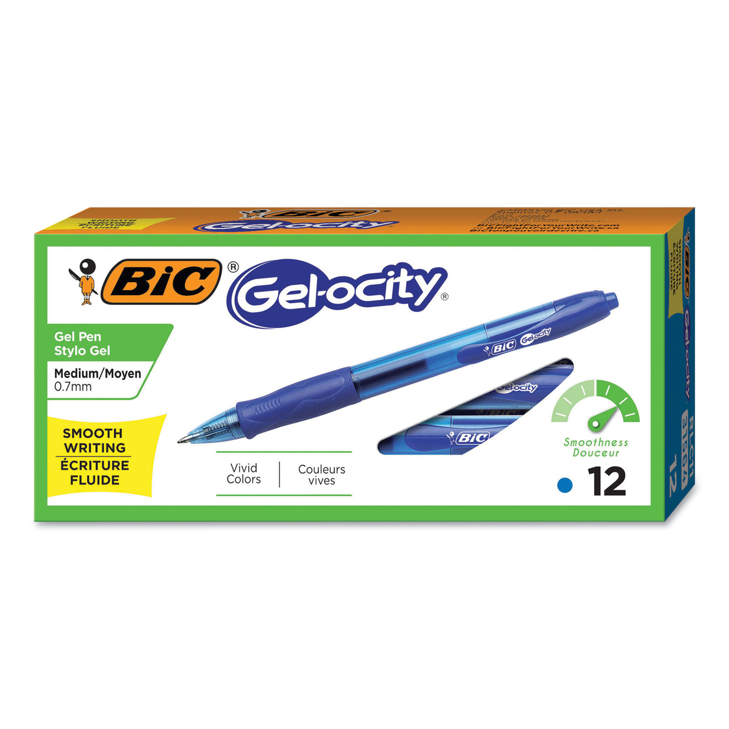  BIC RLC11 BLU Gel-ocity Retractable Gel Pen, 0.7mm, Blue Ink, Translucent Blue Barrel, Dozen (BICRLC11BE) 
