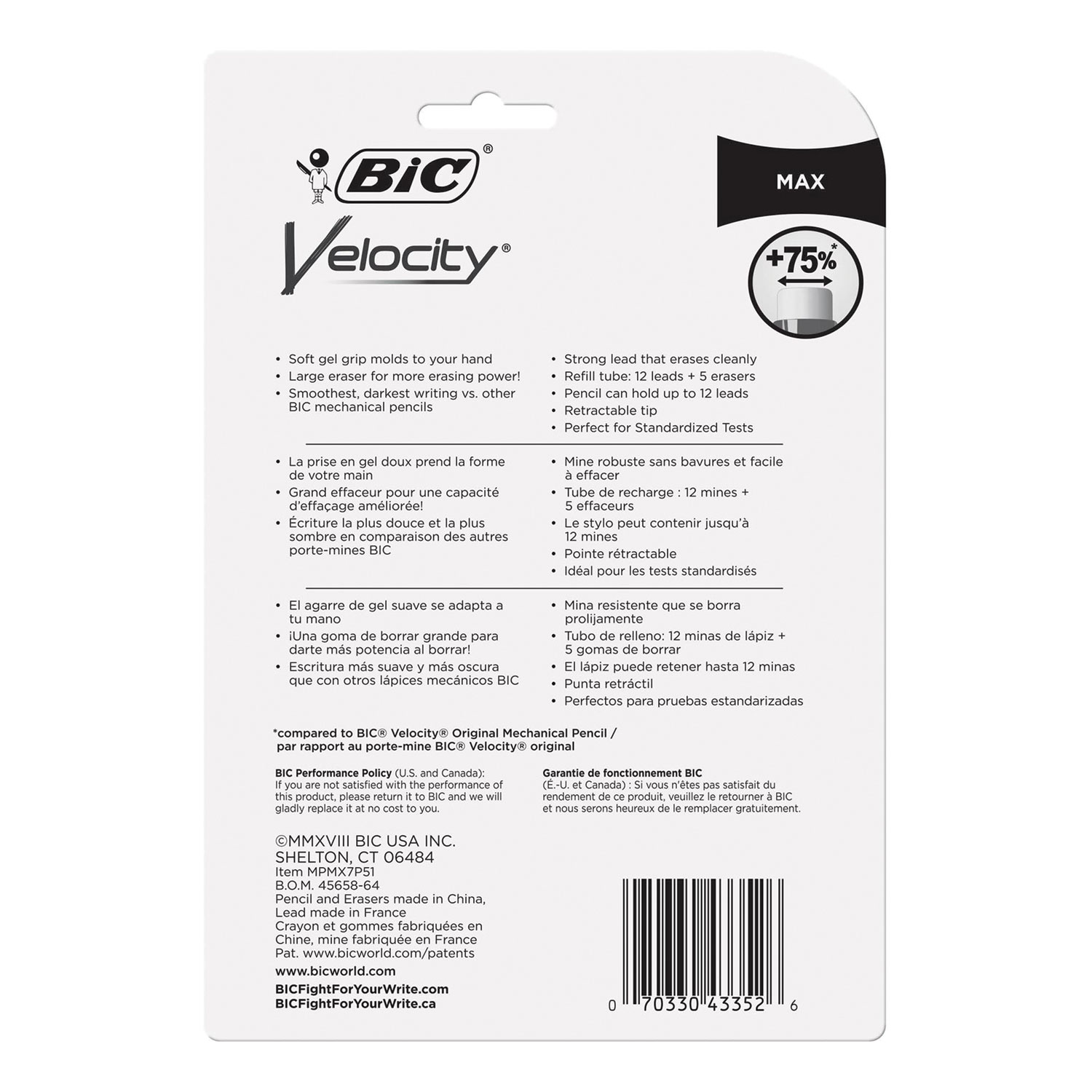 Velocity Max Pencil, HB2, No. 2, 0.7 mm, Assorted Barrels, 5/PK