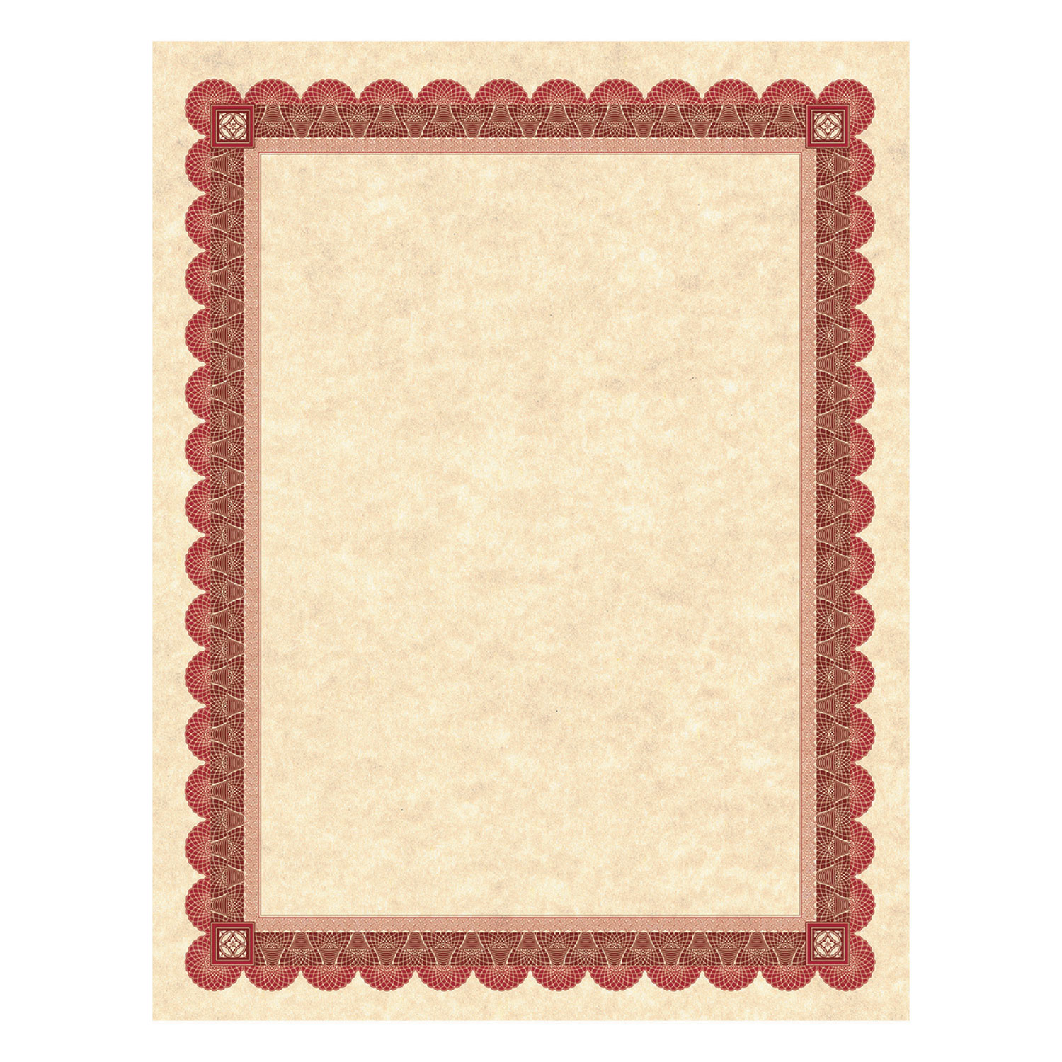  Southworth CT5R Parchment Certificates, Academic, Copper w/ Red & Brown Border, 8 1/2 x 11, 25/Pack (SOUCT5R) 