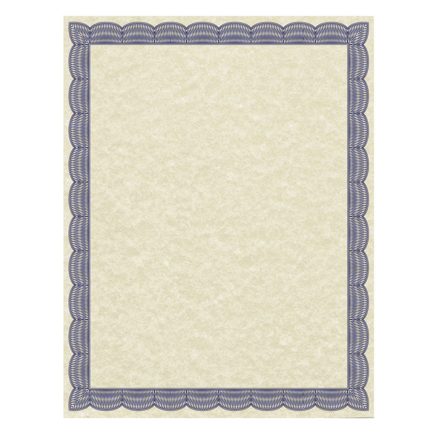 Parchment Certificates, Traditional, 8 1/2 x 11, Ivory w/ Blue Border, 50/Pack