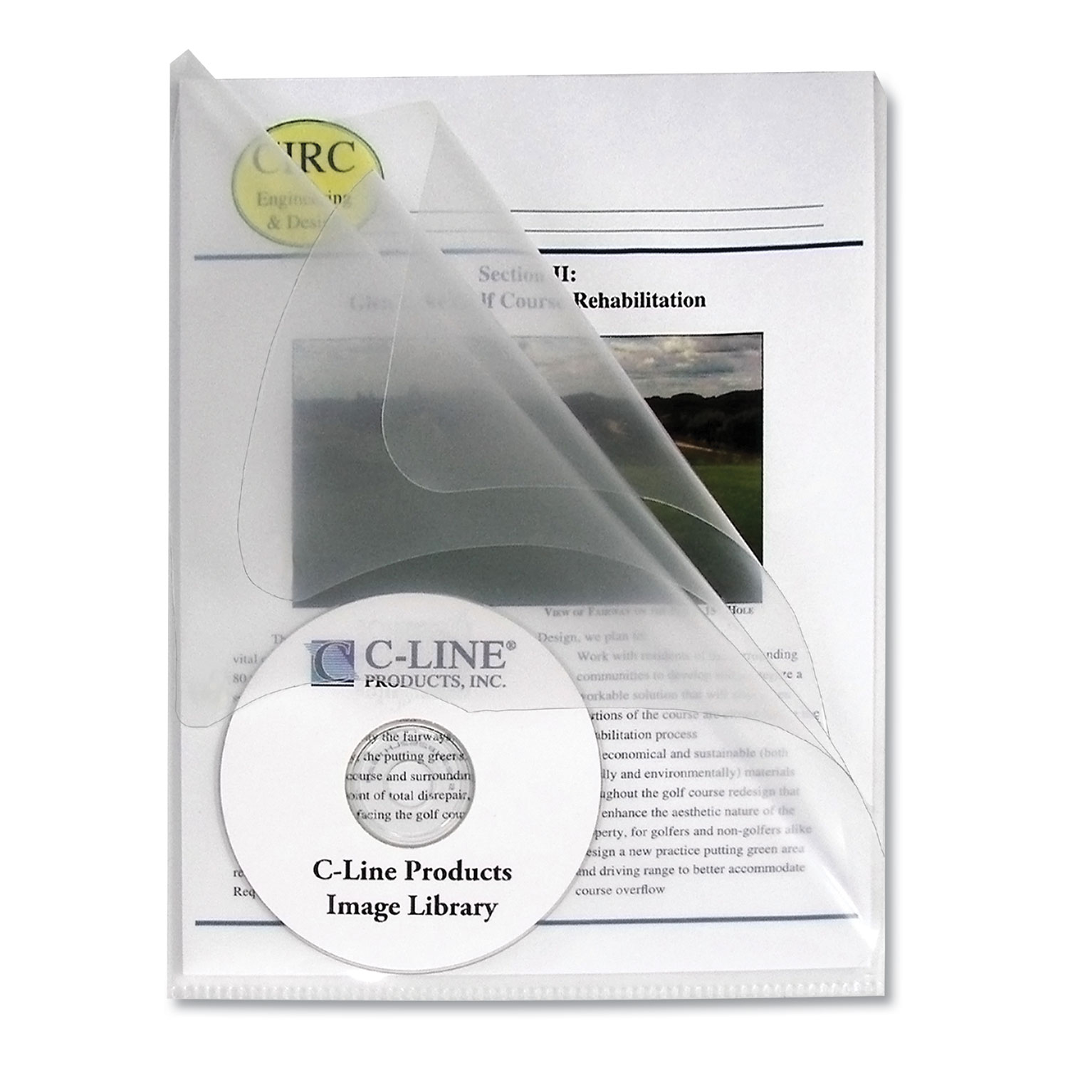  C-Line 62117 Multi-Section Project Folders w/ Clear Dividers, 3-Sections, 1/3-Cut Tab, Letter Size, Clear, 25/Box (CLI62117) 