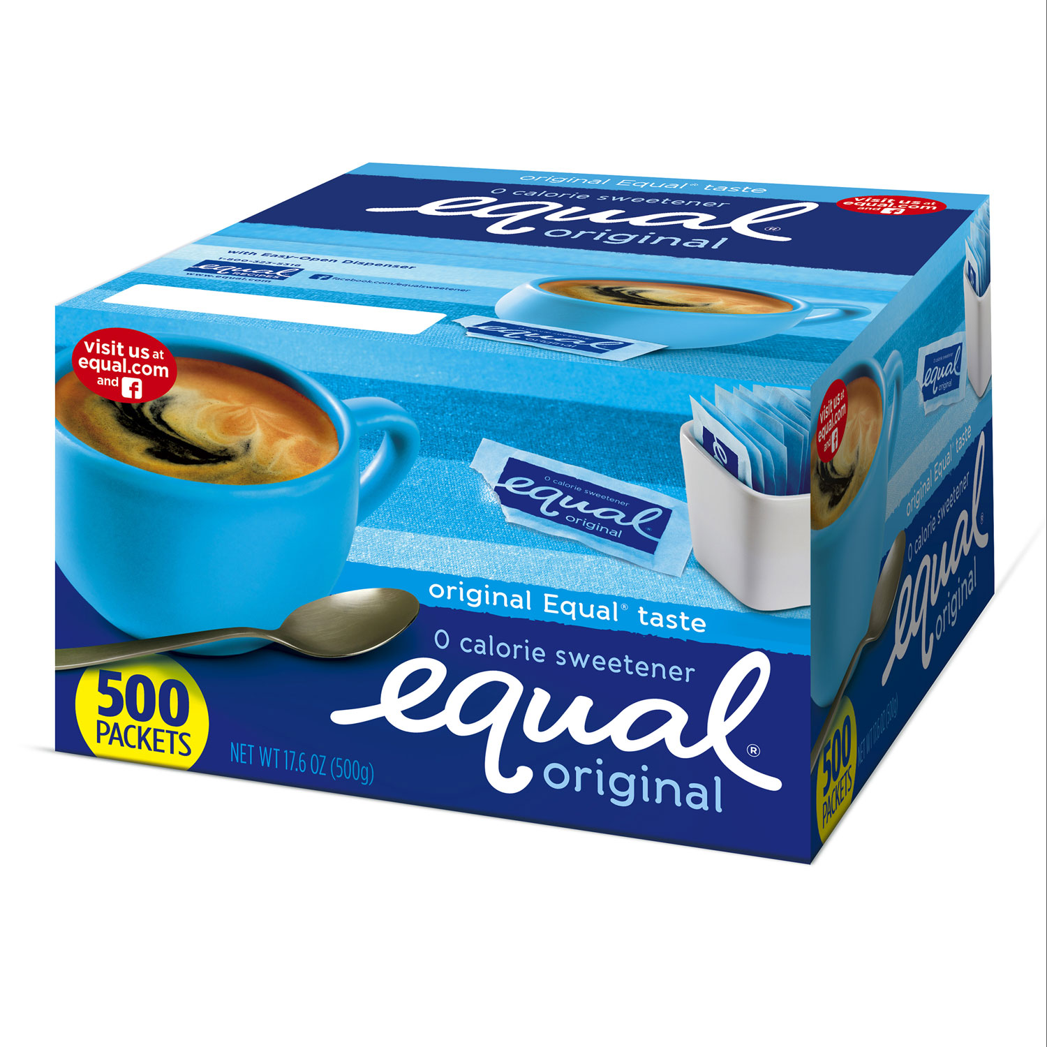  Equal 20015448 Zero Calorie Sweetener, 0.035 oz Packets, 500/Box (EQL20008699) 