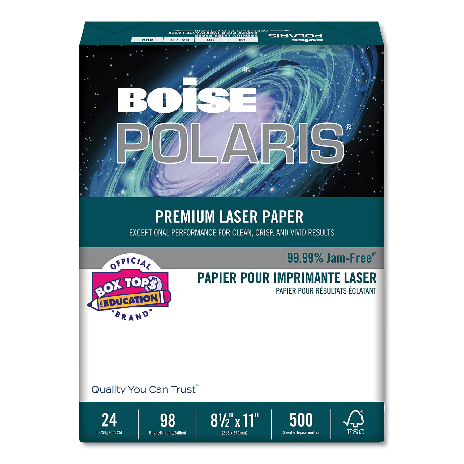  Boise BPL-0111 POLARIS Premium Laser Paper, 98 Bright, 24lb, 8.5 x 11, White, 500/Ream (CASBPL0111) 