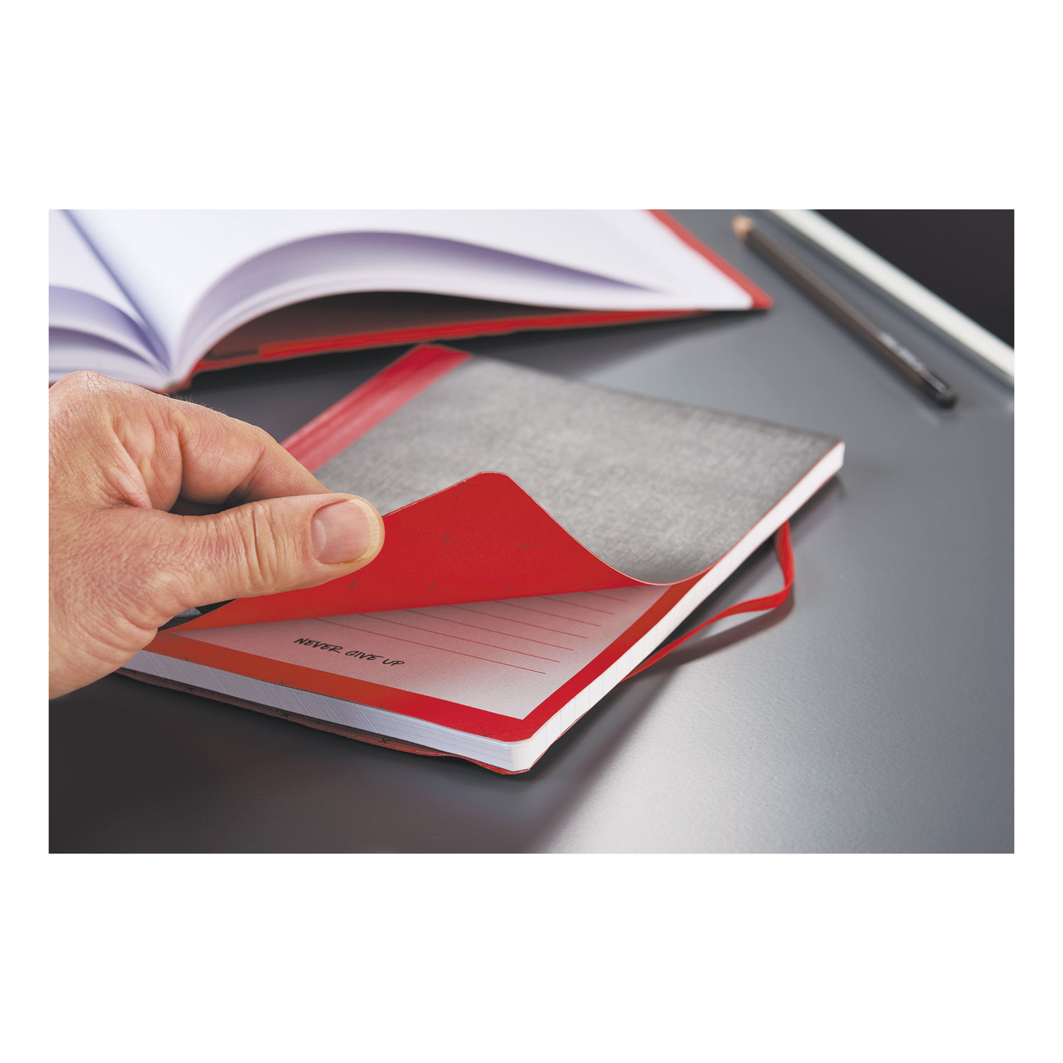 Flexible Casebound Notebooks, 1 Subject, Wide/Legal Rule, Black/Red Cover, 11.75 x 8.38, 72 Pages