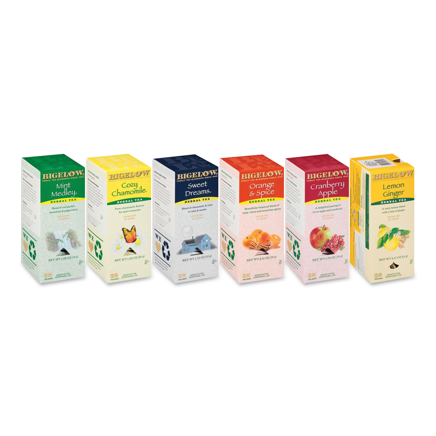  Bigelow RCB17578 Assorted Tea Packs, Six Flavors, 28/Box, 168/Carton (BTC17578) 