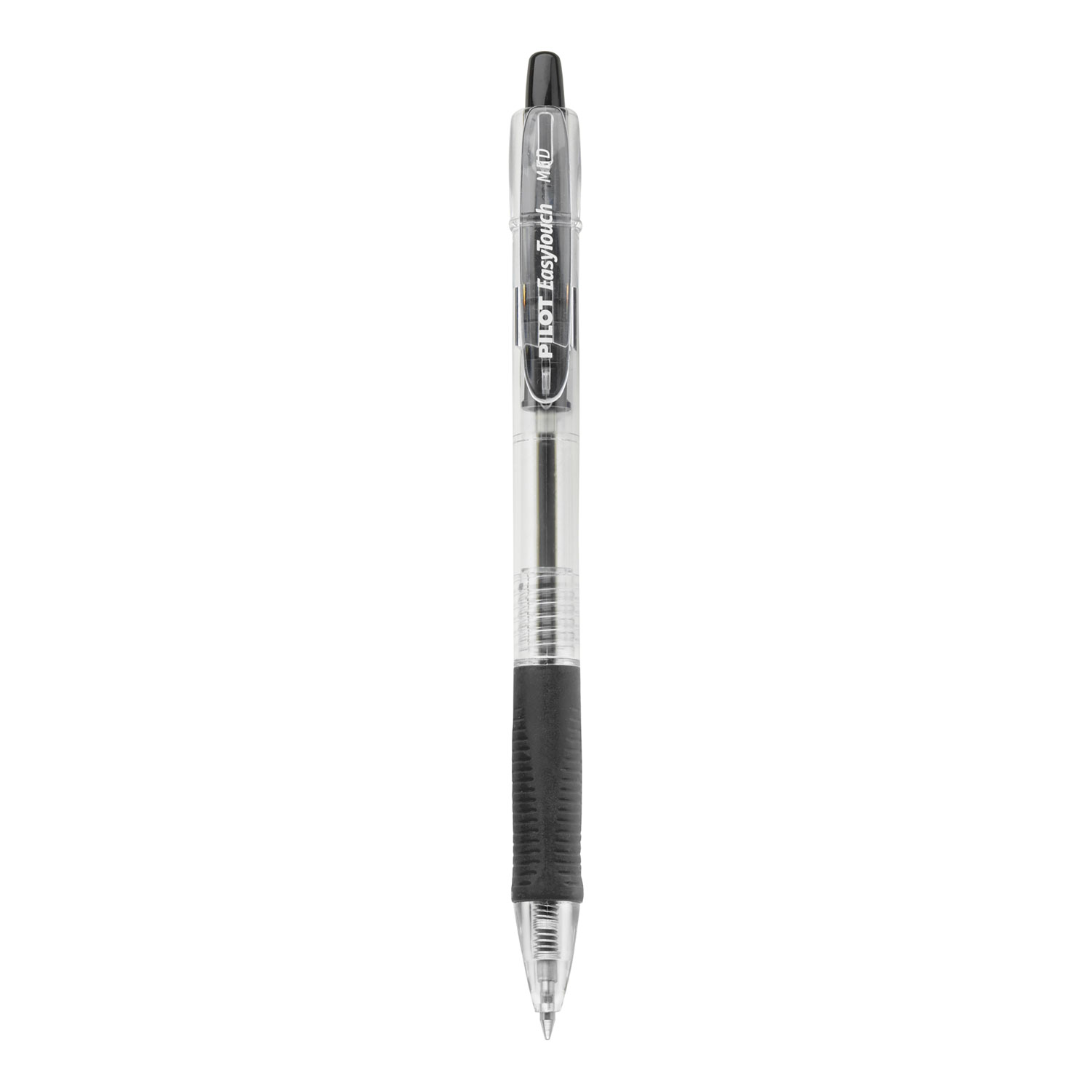  Pilot 32220 EasyTouch Retractable Ballpoint Pen, Medium 1mm, Black Ink, Clear Barrel, Dozen (PIL32220) 
