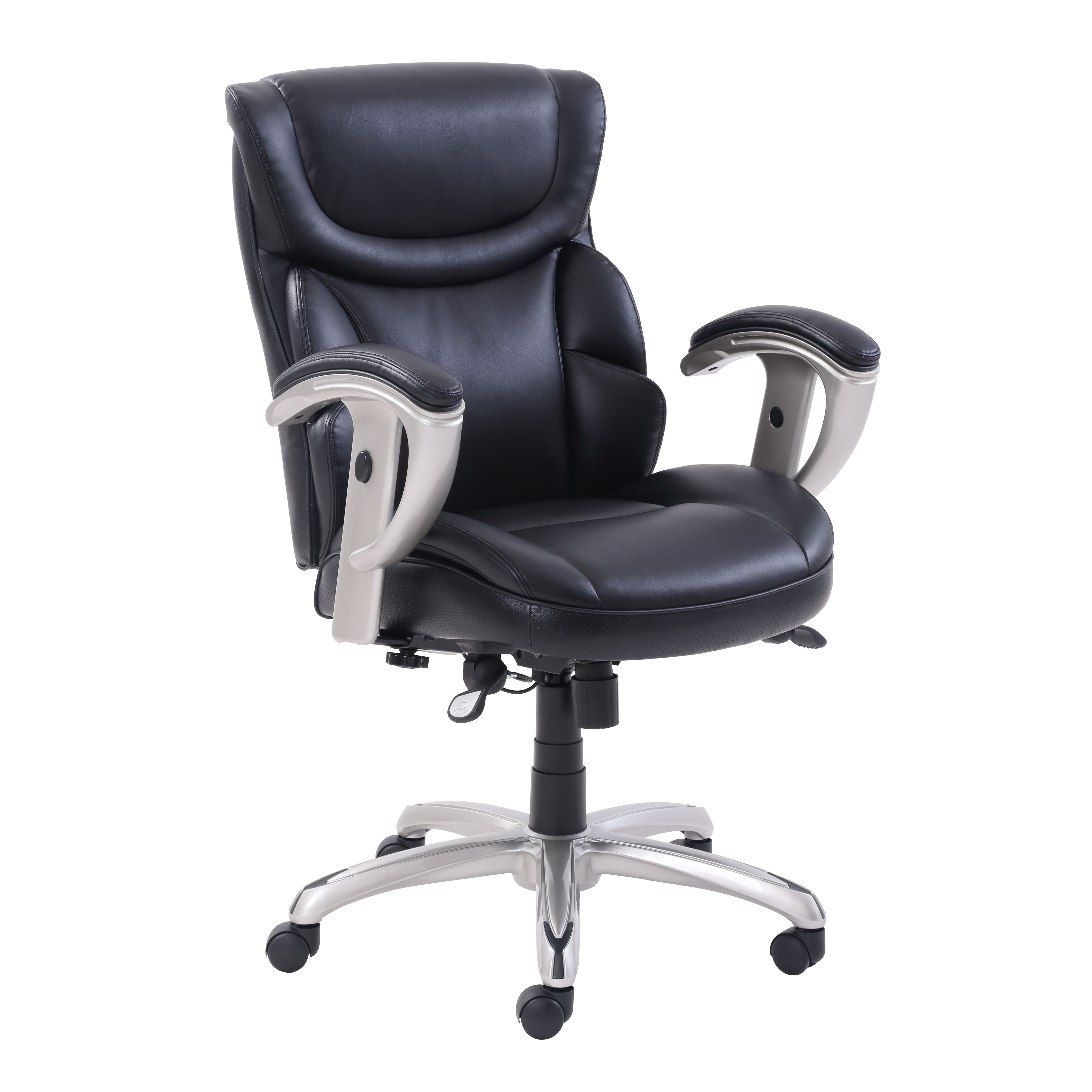  SertaPedic 49711BLK Emerson Task Chair, Supports up to 300 lbs., Black Seat/Black Back, Silver Base (SRJ49711BLK) 