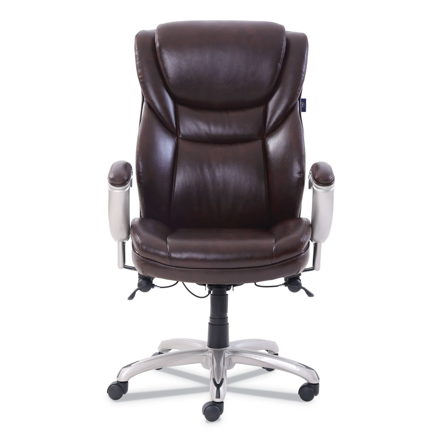 Emerson Executive Task Chair, Supports up to 300 lbs., Brown Seat/Brown Back, Silver Base
