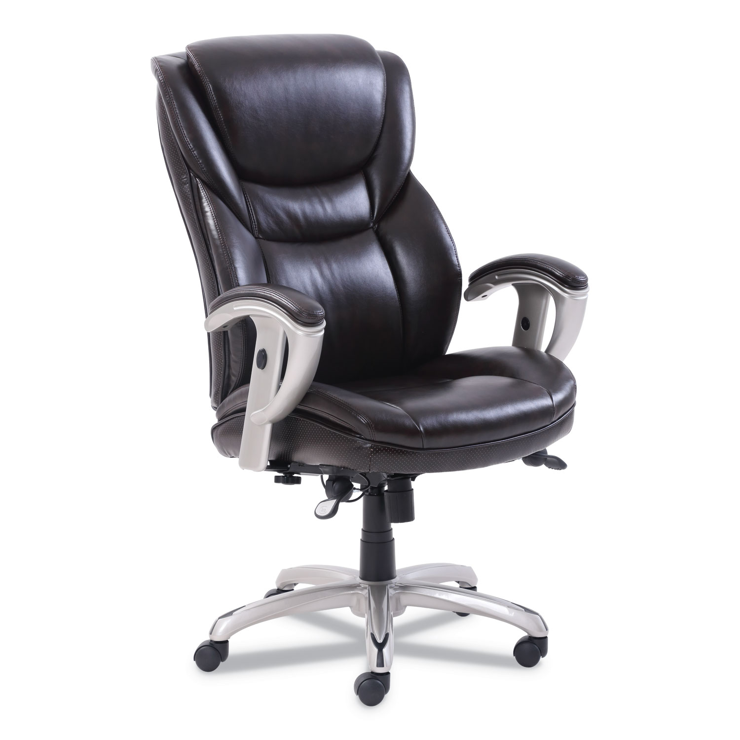 SertaPedic 49710BRW Emerson Executive Task Chair, Supports up to 300 lbs., Brown Seat/Brown Back, Silver Base (SRJ49710BRW) 