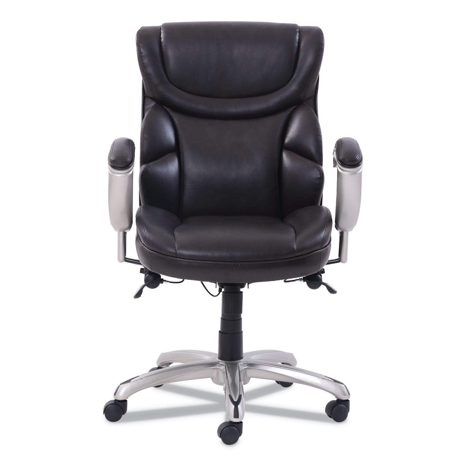 Emerson Task Chair, Supports up to 300 lbs., Brown Seat/Brown Back, Silver Base