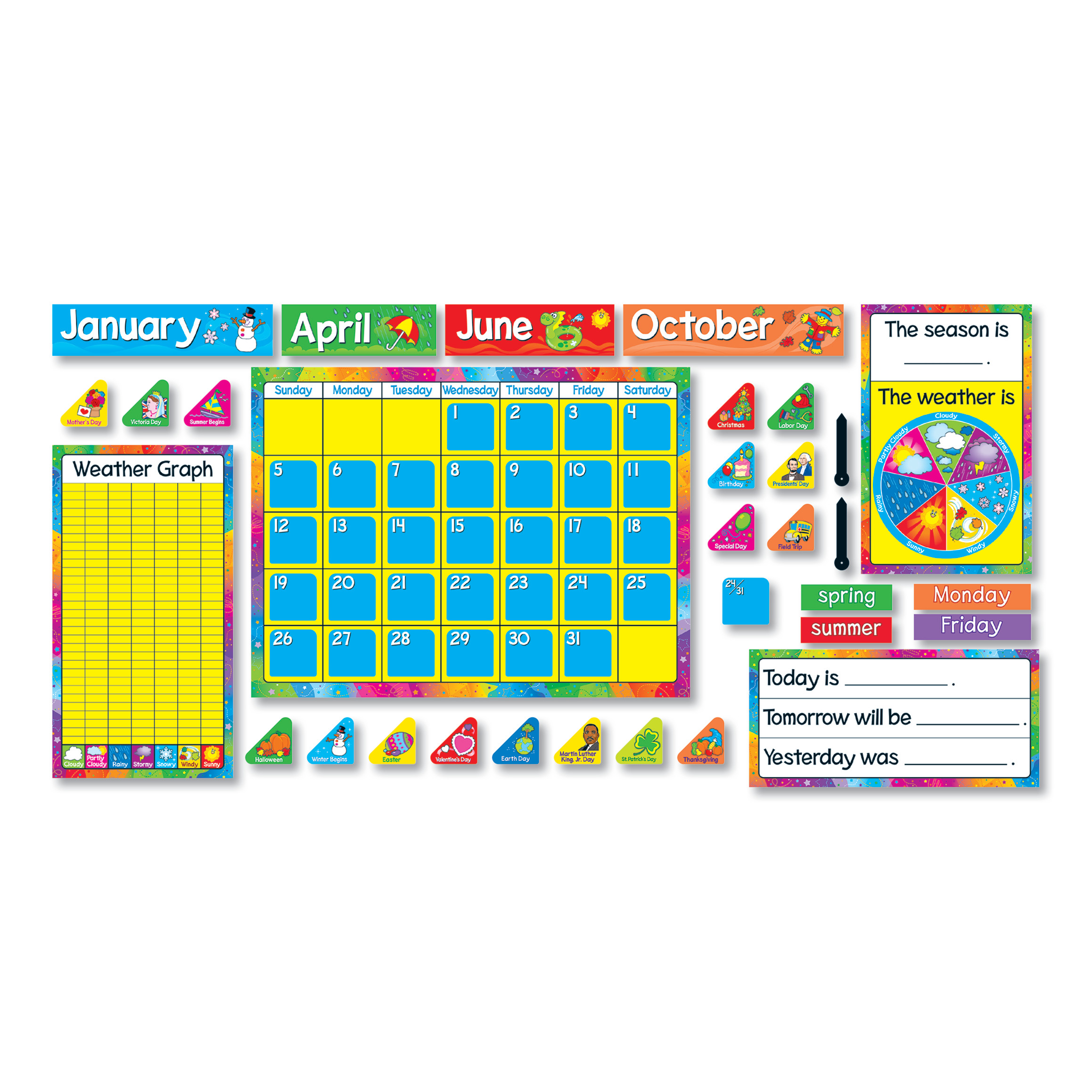 TEPT8096 Trend Year Around Calendar Bulletin Board Set Zuma