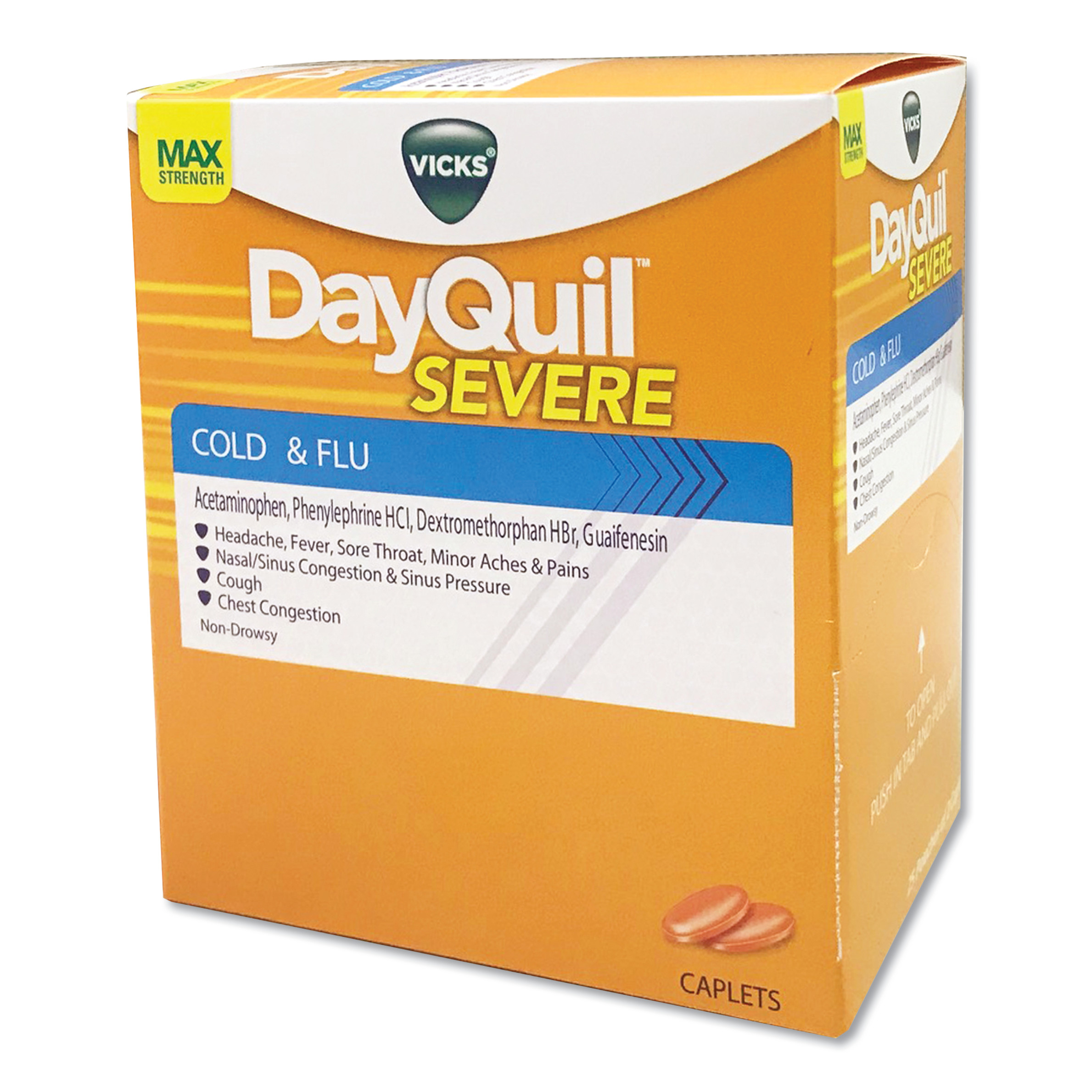  DayQuil 2325 Cold & Flu Caplets, Daytime, Severe Cold & Flu, 25 Packs/Box (PFYBXDXSV25) 