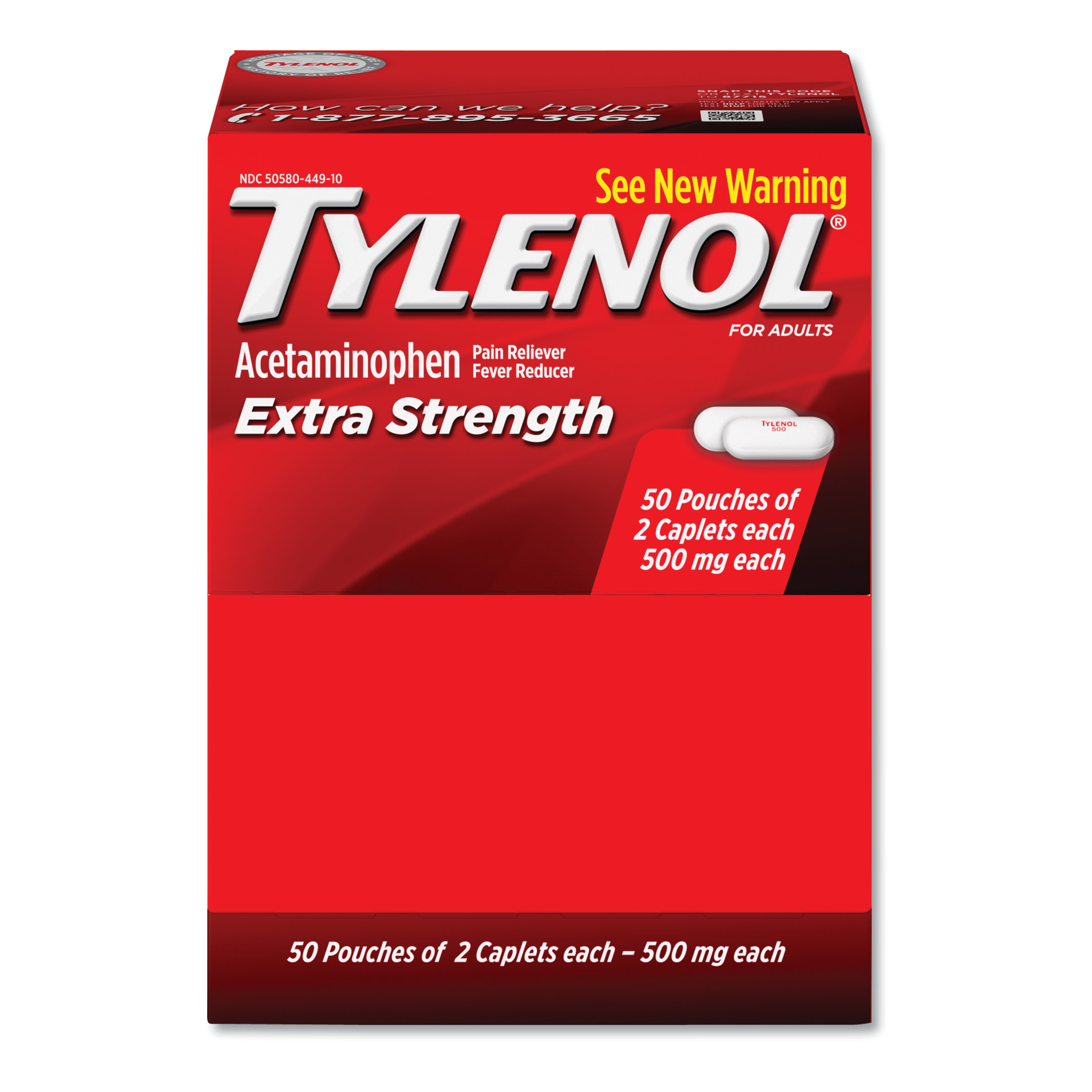 Tylenol 44910 Extra Strength Caplets, Two-Pack, 50 Packs/Box (MCL44910) 