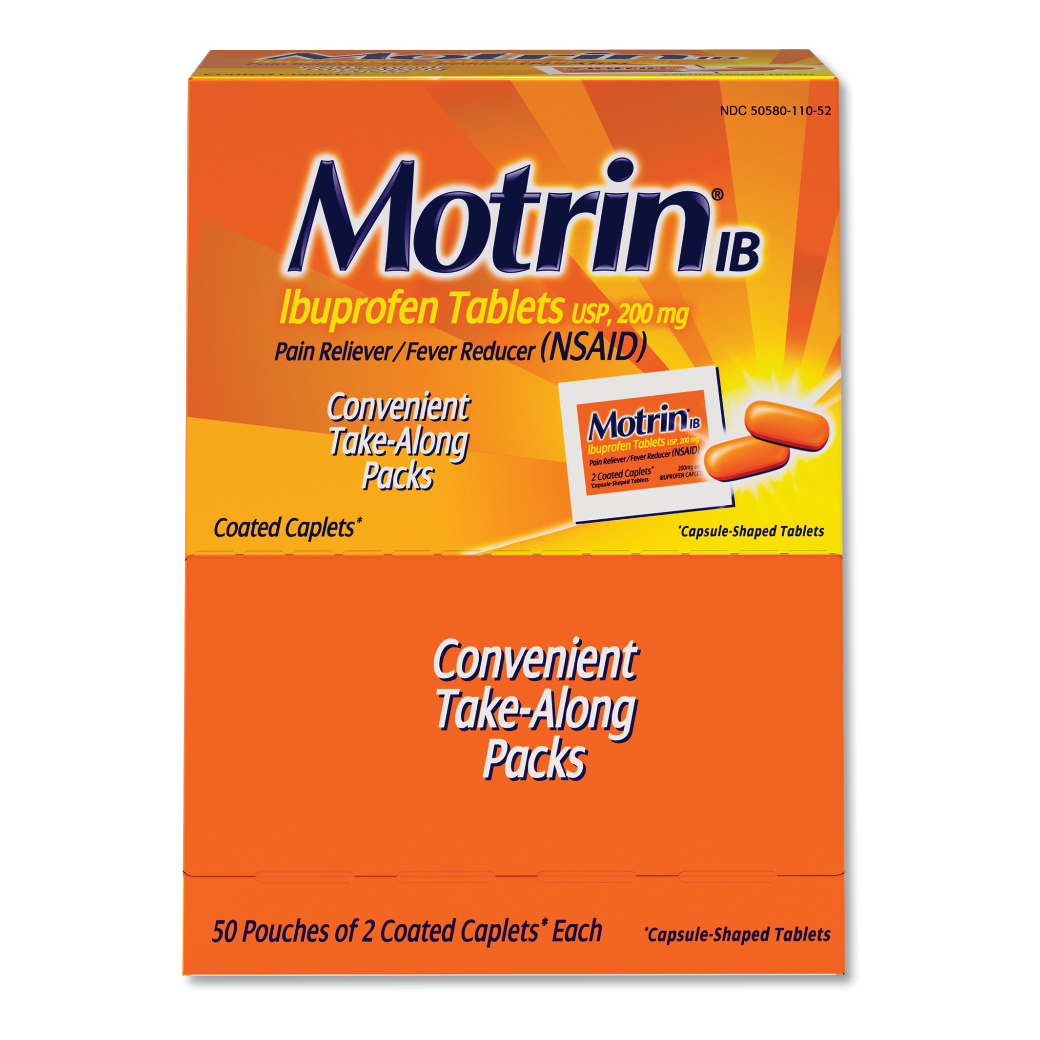  Motrin IB 48152 Ibuprofen Tablets, Two-Pack, 50 Packs/Box (MCL48152) 