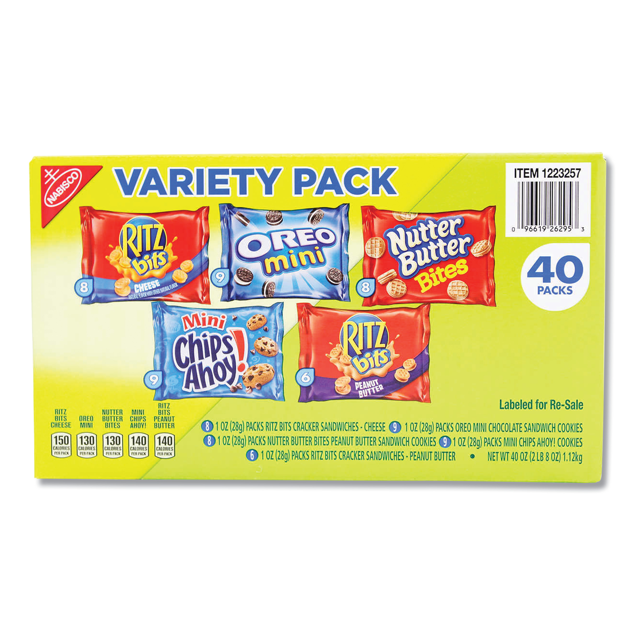  Nabisco 1284253 Mini Snack Packs, 1 oz, Variety Pack, 40 per Carton (NFG1284253) 