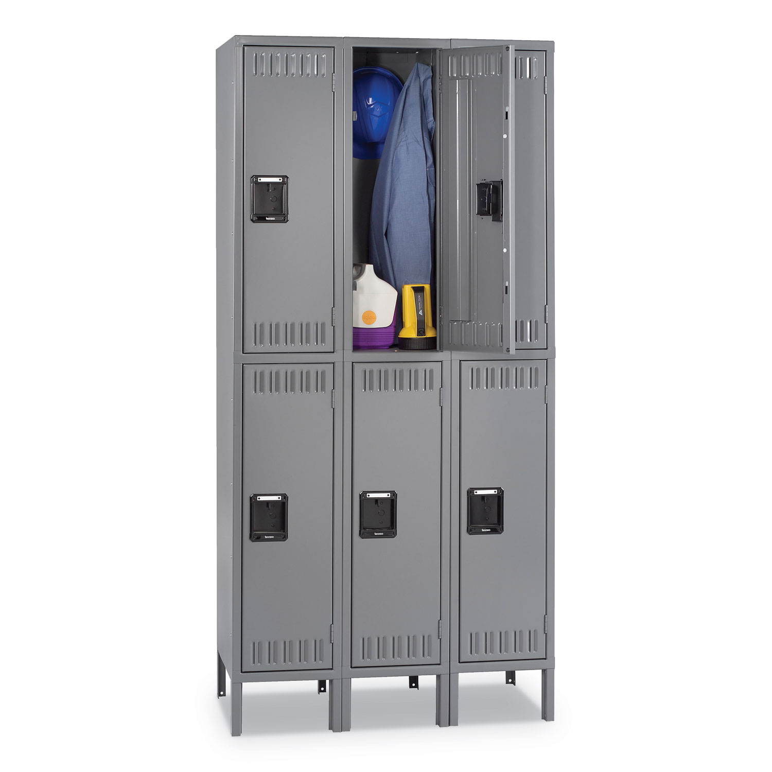  Tennsco DTS-121836-3 Double Tier Locker with Legs, Triple Stack, 36w x 18d x 78h, Medium Gray (TNNDTS1218363MG) 