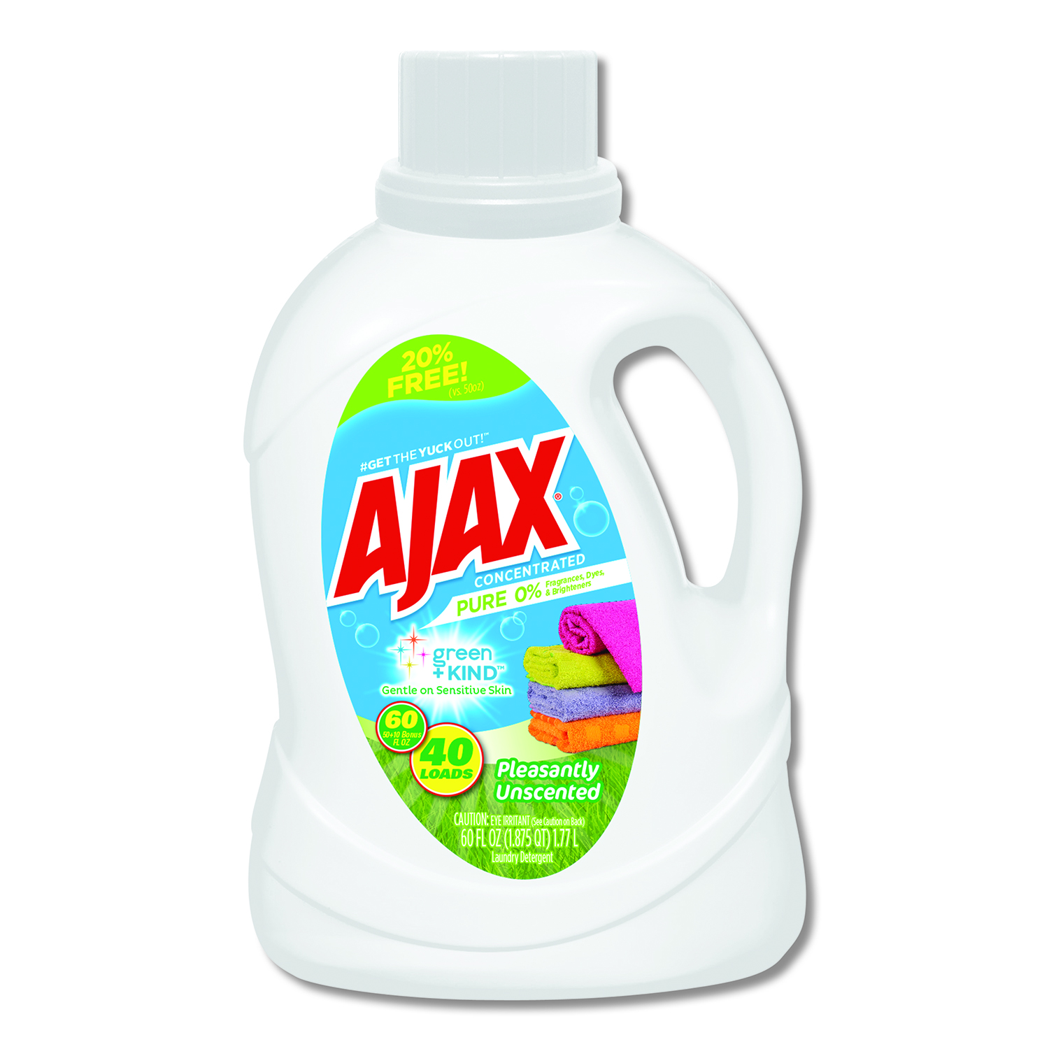  Ajax AJAXX40 Pure Unscented Laundry Detergent, 60 oz Bottle, 6/Carton (PBCAJAXX40) 