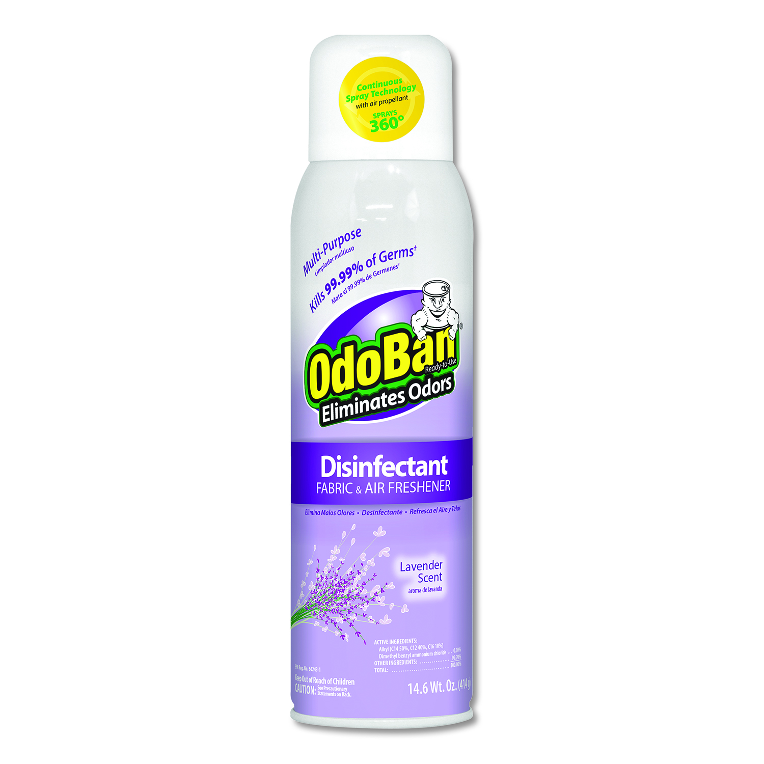  OdoBan 910101-14A12 Odor Eliminator and Disinfectant, Lavender, 14.6 oz, 12/Carton (ODO91010114A12) 
