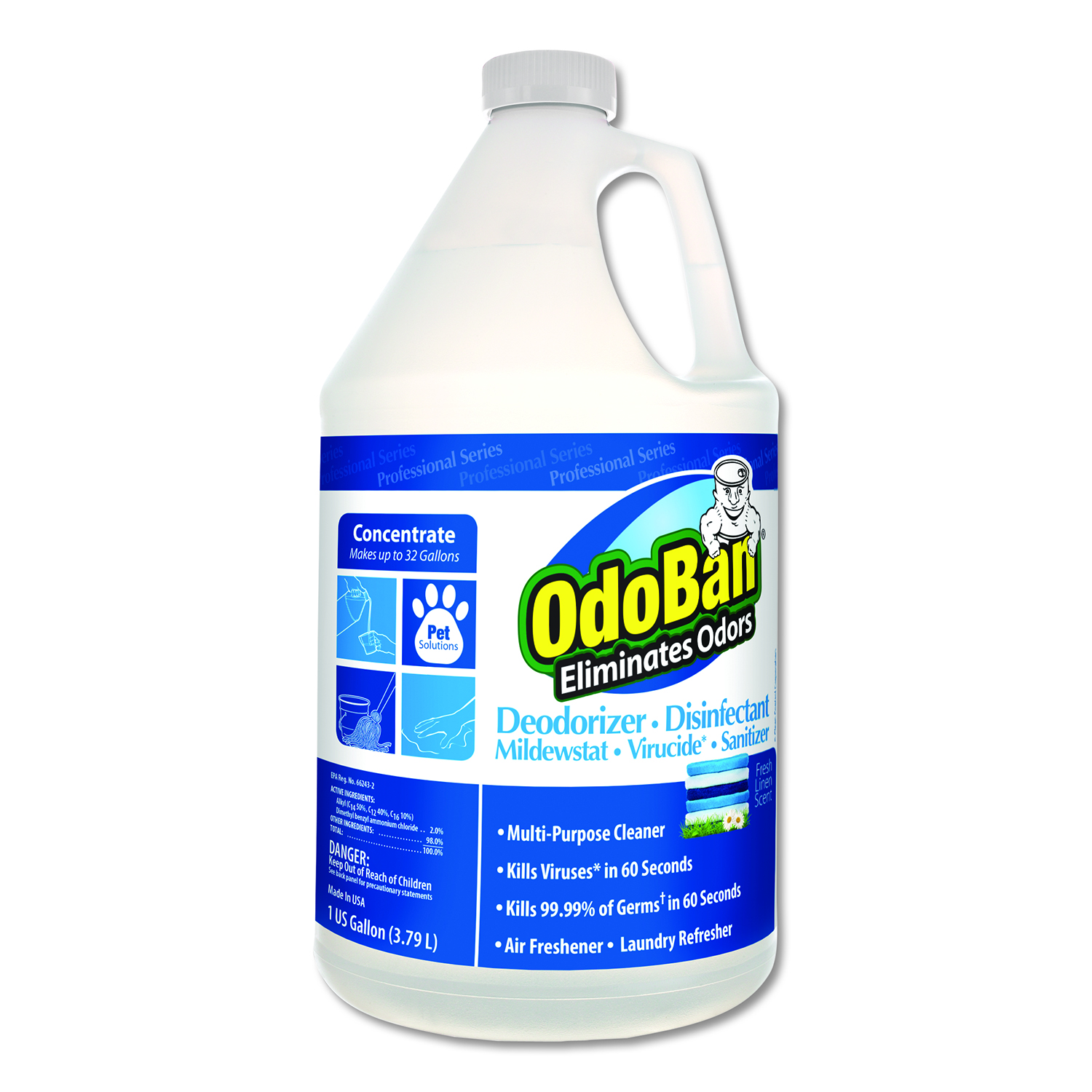 Odor Eliminator and Disinfectant, Fresh Linen, 128 oz, 4/Carton