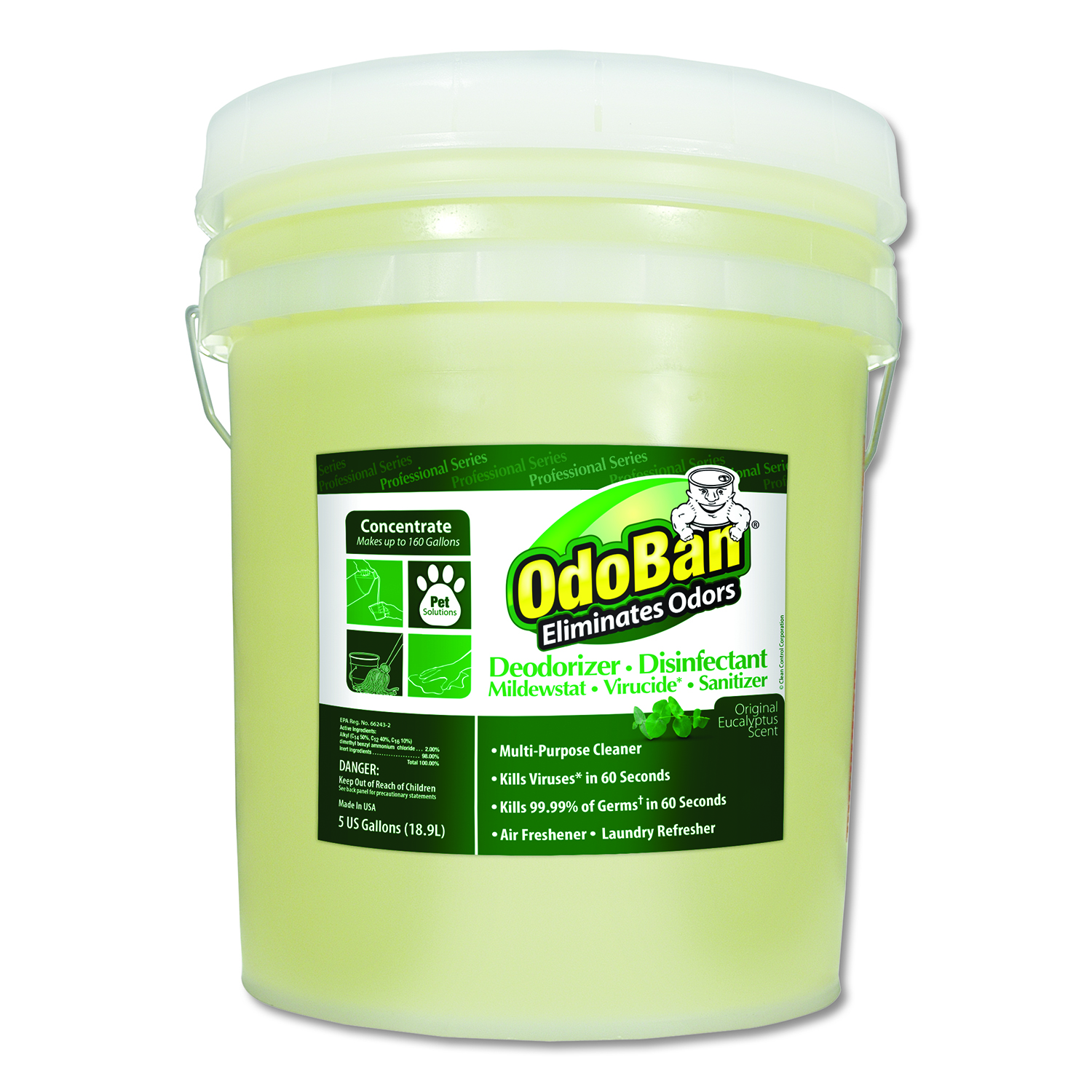  OdoBan CCC 911062-5G Concentrated Odor Eliminator and Disinfectant, Eucalyptus, 5 gal Pail (ODO9110625G) 