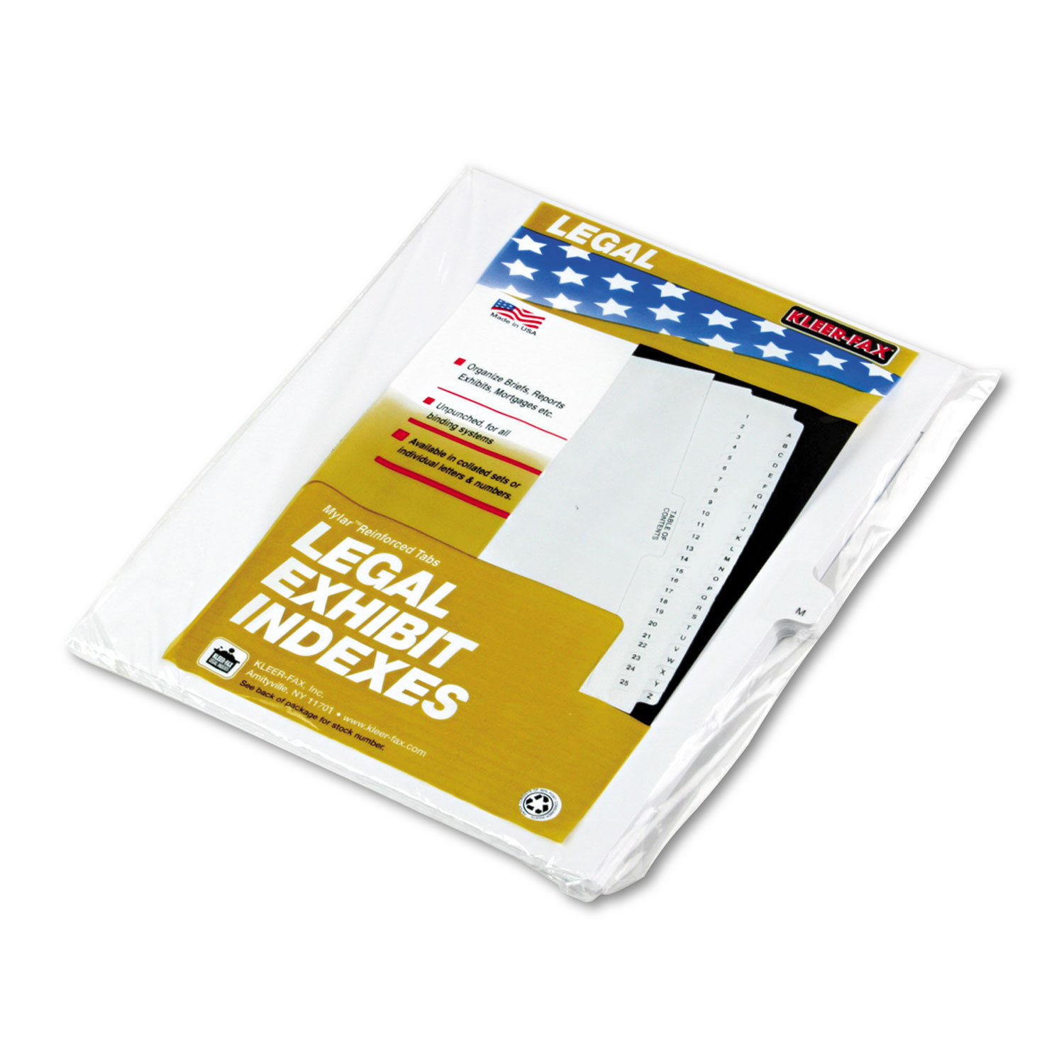 90000 Series Alpha Side Tab Legal Index Divider, Preprinted M, 25/Pack